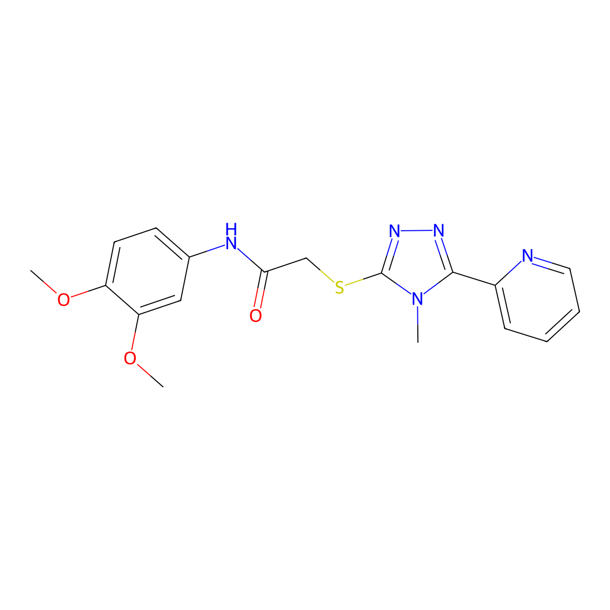 N-(3,4-dimethoxyphenyl)-2-{[4-methyl-5-(pyridin-2-yl)-4H-1,2,4-triazol-3-yl]sulfanyl}acetamide molecular structure, CAS 575470-61-0
