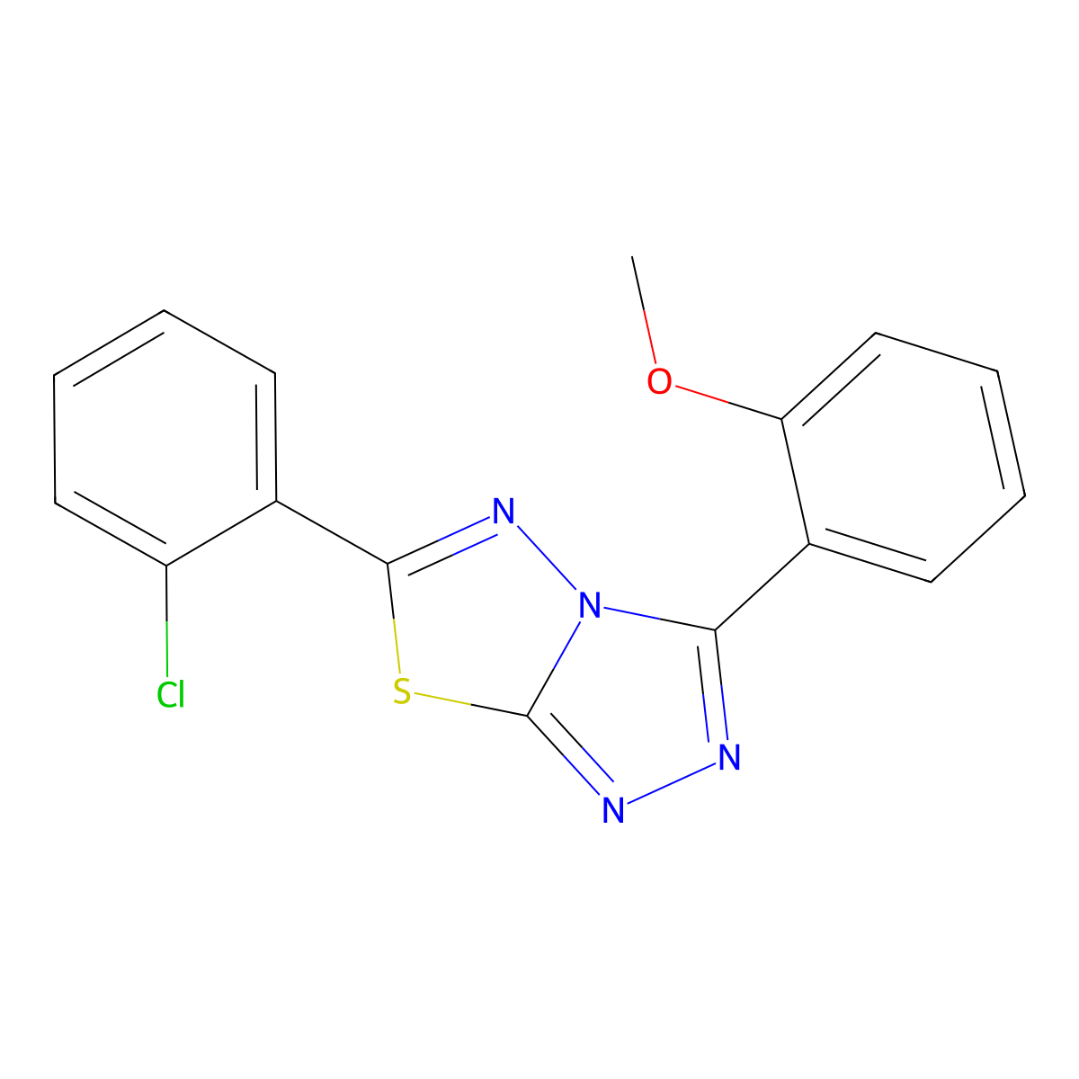 6-(2-Chlorophenyl)-3-(2-methoxyphenyl)-[1,2,4]triazolo[3,4-b][1,3,4]thiadiazole molecular structure, CAS 575470-72-3