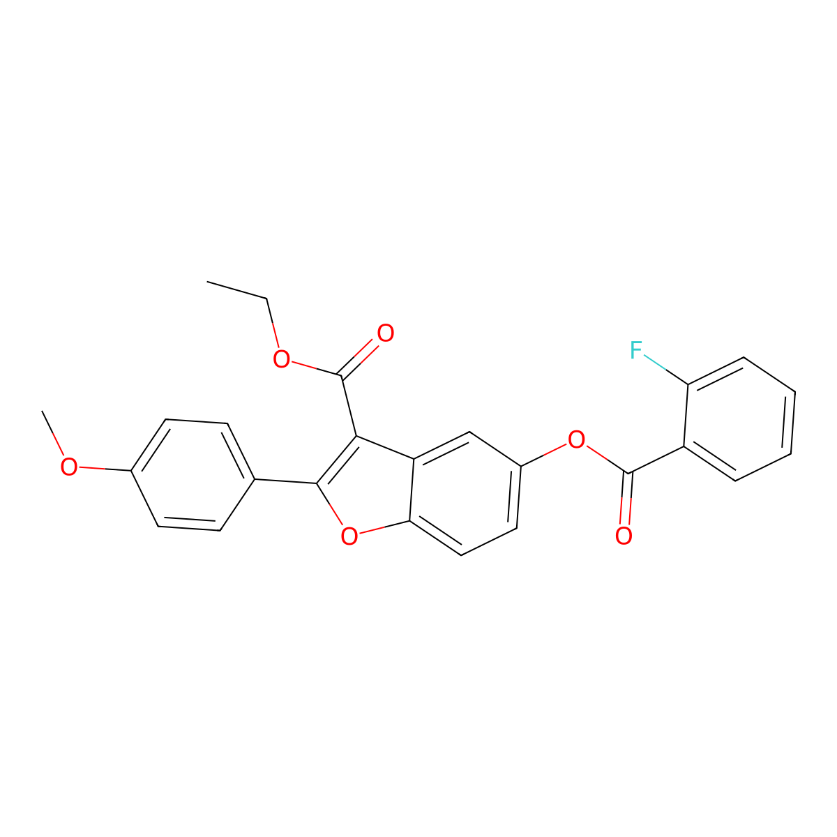 3-(Ethoxycarbonyl)-2-(4-methoxyphenyl)benzo[b]furan-5-yl 2-fluorobenzoate molecular structure, CAS 575470-87-0