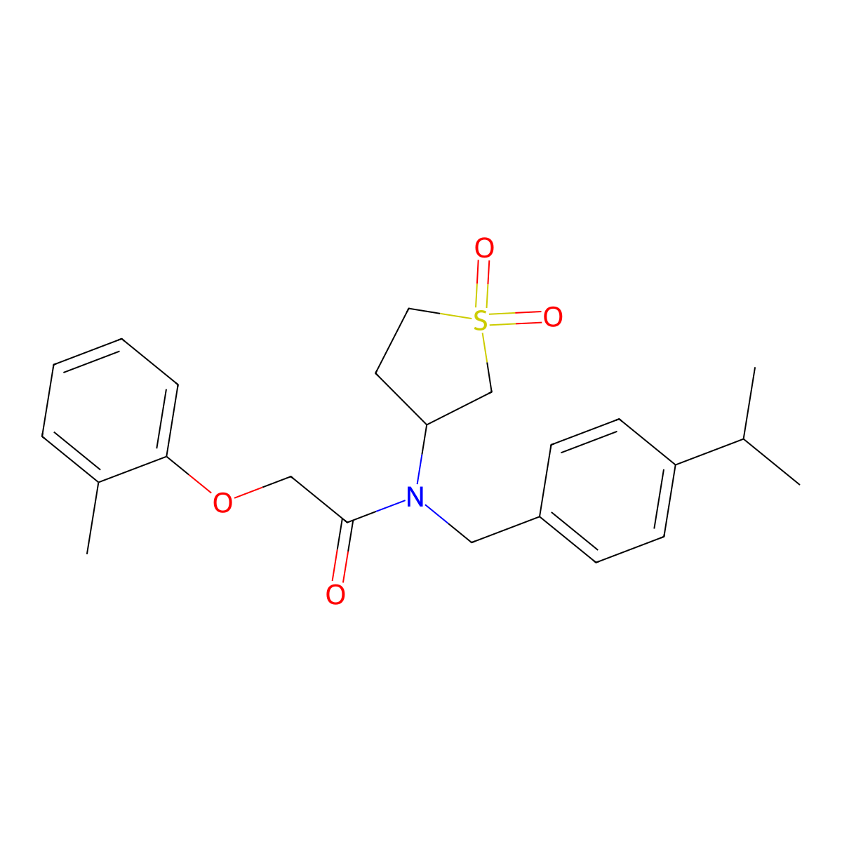 N-(1,1-dioxidotetrahydrothiophen-3-yl)-2-(2-methylphenoxy)-N-[4-(propan-2-yl)benzyl]acetamide molecular structure, CAS 575470-95-0