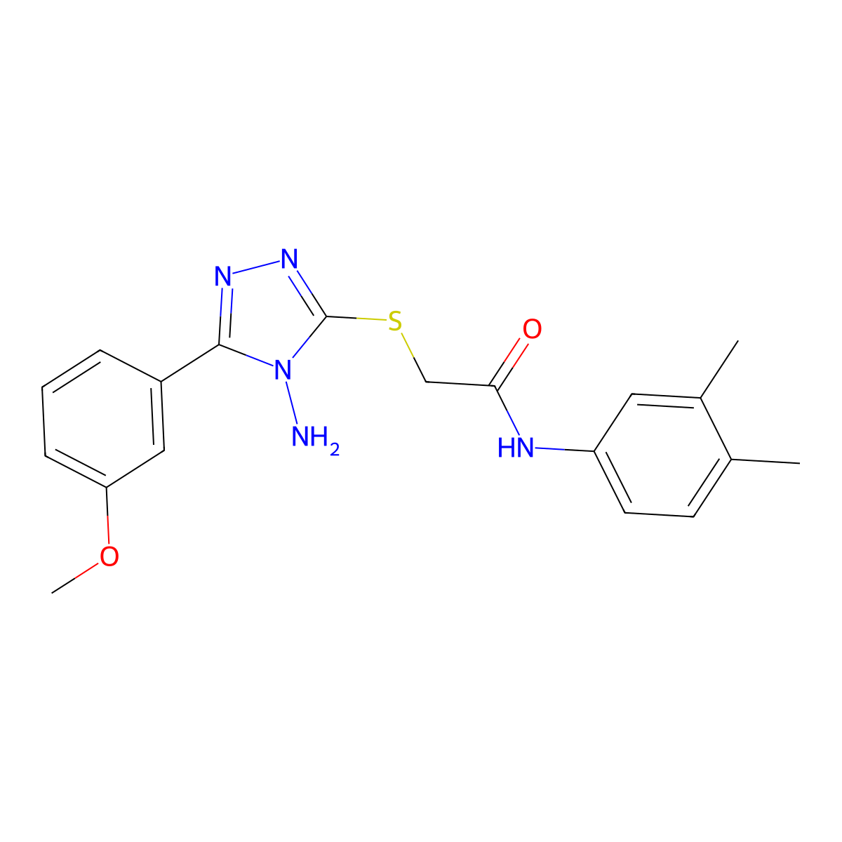 2-{[4-amino-5-(3-methoxyphenyl)-4H-1,2,4-triazol-3-yl]sulfanyl}-N-(3,4-dimethylphenyl)acetamide molecular structure, CAS 575471-35-1