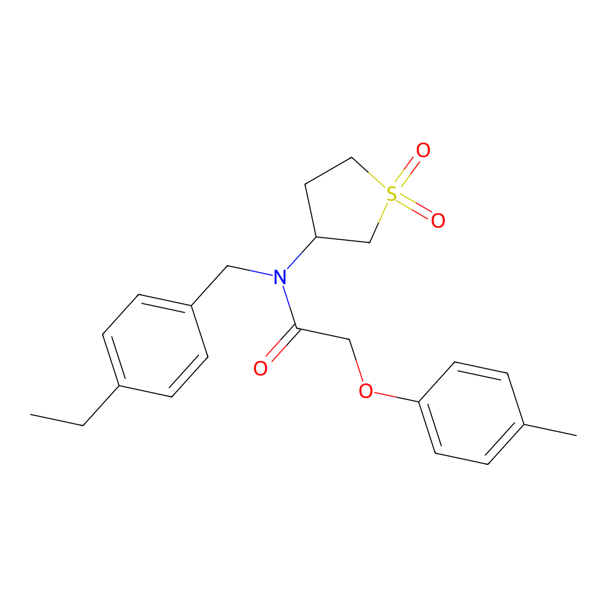 N-(1,1-dioxidotetrahydrothiophen-3-yl)-N-(4-ethylbenzyl)-2-(4-methylphenoxy)acetamide molecular structure, CAS 575471-36-2