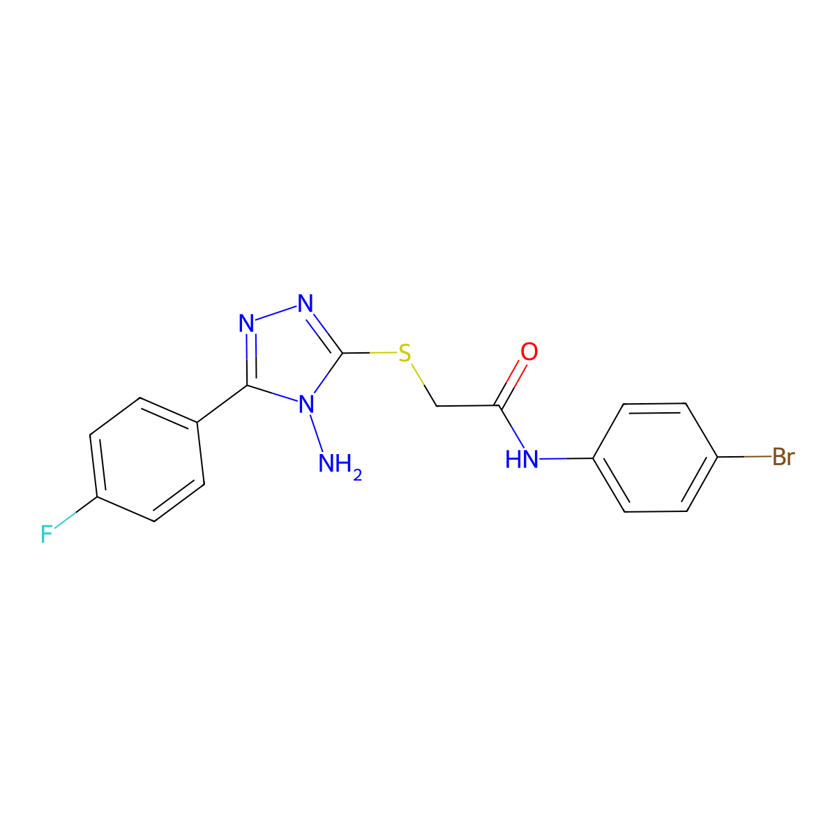 2-[[4-amino-5-(4-fluorophenyl)-1,2,4-triazol-3-yl]sulfanyl]-N-(4-bromophenyl)acetamide molecular structure, CAS 575471-64-6