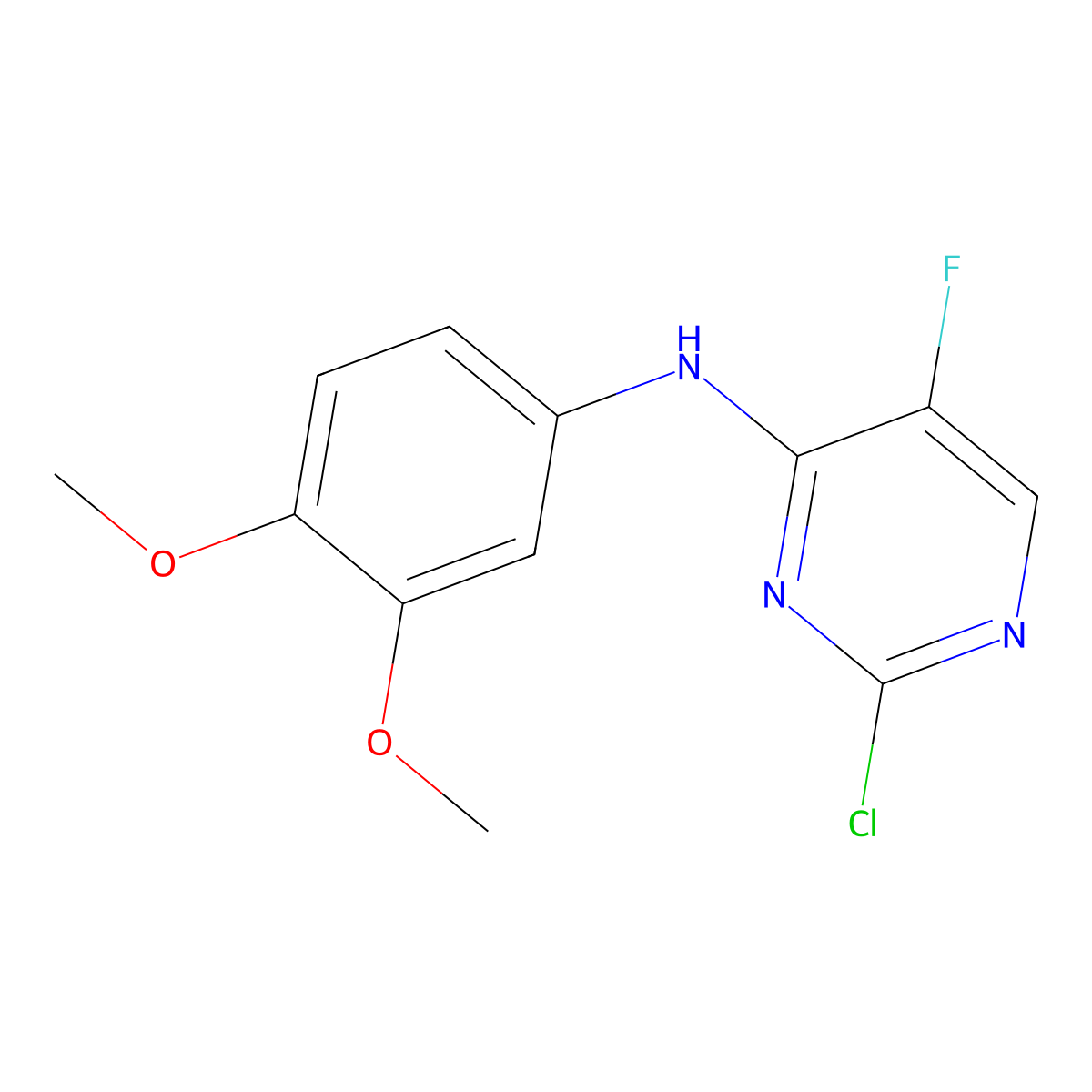 2-chloro-N4-(3,4-dimethoxyphenyl)-5-fluoro-4-pyrimidineamine molecular structure, CAS 575472-81-0