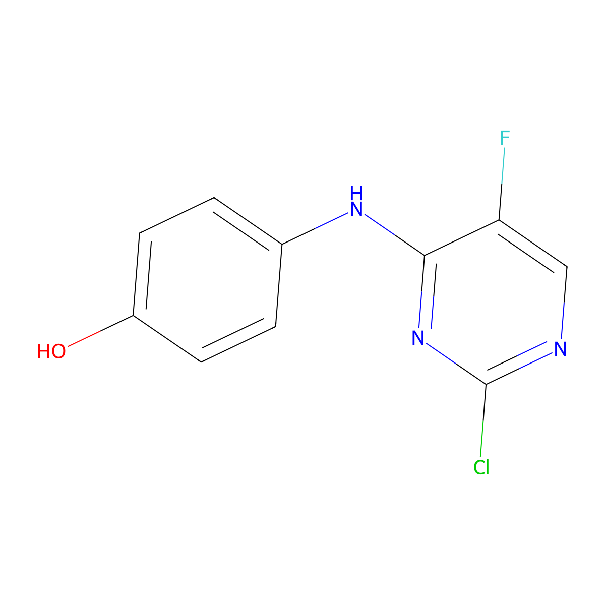 4-[(2-Chloro-5-fluoropyrimidin-4-yl)amino]phenol molecular structure, CAS 575473-03-9