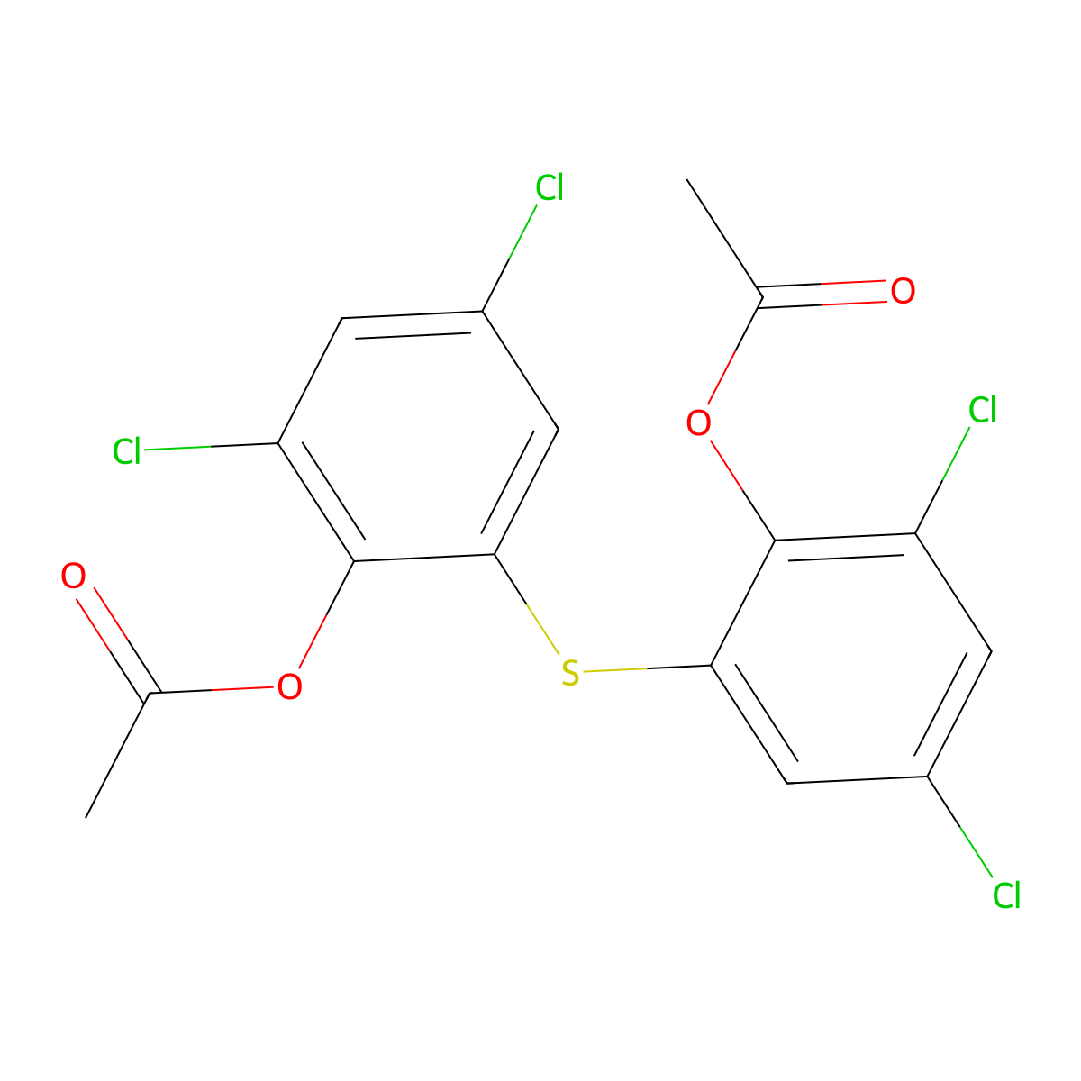 Sulfanediylbis-4,6-dichlorobenzene-2,1-diyl diacetate molecular structure, CAS 57548-01-3