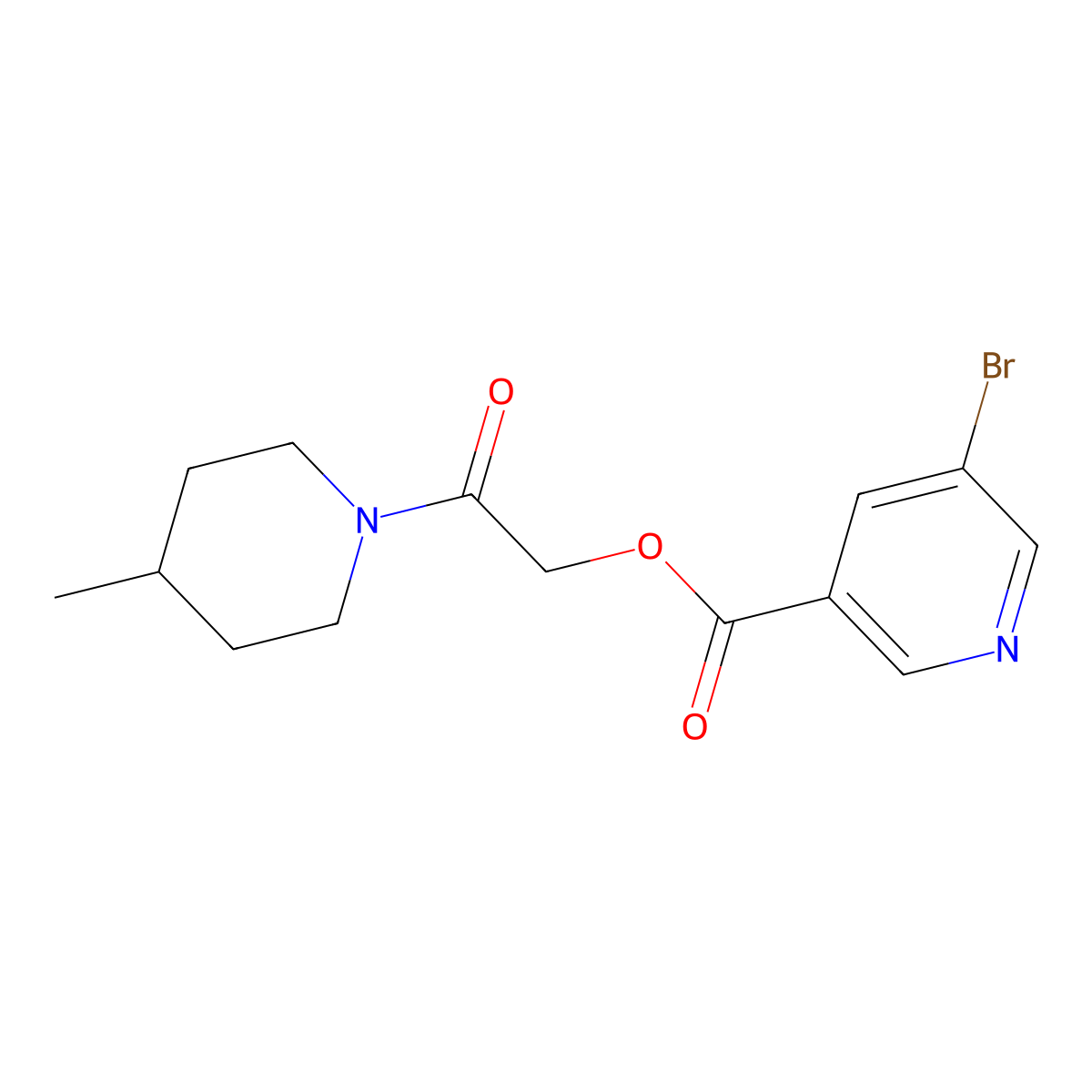 2-(4-Methylpiperidin-1-yl)-2-oxoethyl 5-bromopyridine-3-carboxylate molecular structure, CAS 575494-04-1