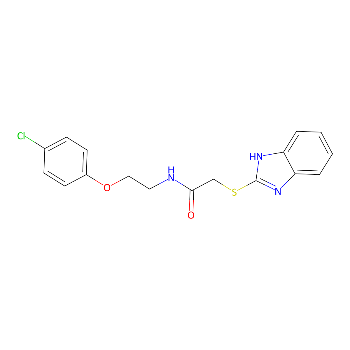 2-(1H-benzimidazol-2-ylsulfanyl)-N-[2-(4-chlorophenoxy)ethyl]acetamide molecular structure, CAS 575497-16-4