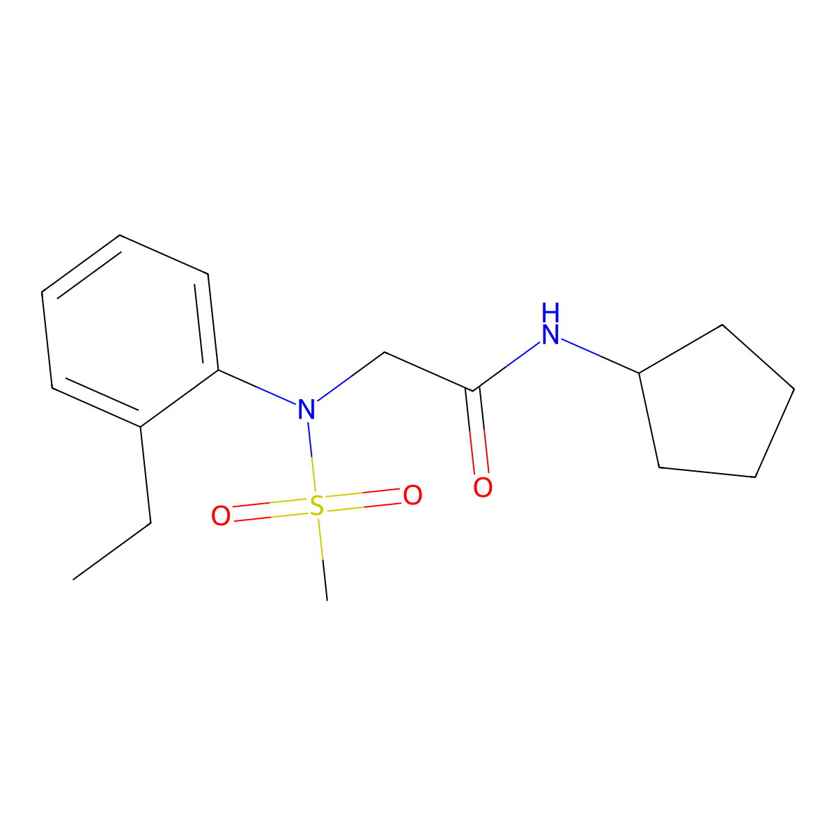N-cyclopentyl-2-(2-ethyl-N-methylsulfonylanilino)acetamide molecular structure, CAS 575497-51-7