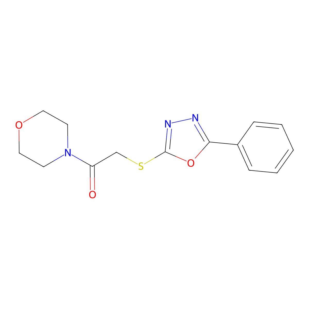 1-(Morpholin-4-yl)-2-[(5-phenyl-1,3,4-oxadiazol-2-yl)sulfanyl]ethan-1-one molecular structure, CAS 575497-63-1