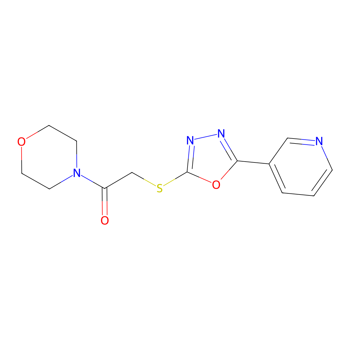 1-(Morpholin-4-yl)-2-{[5-(pyridin-3-yl)-1,3,4-oxadiazol-2-yl]sulfanyl}ethan-1-one molecular structure, CAS 575497-64-2
