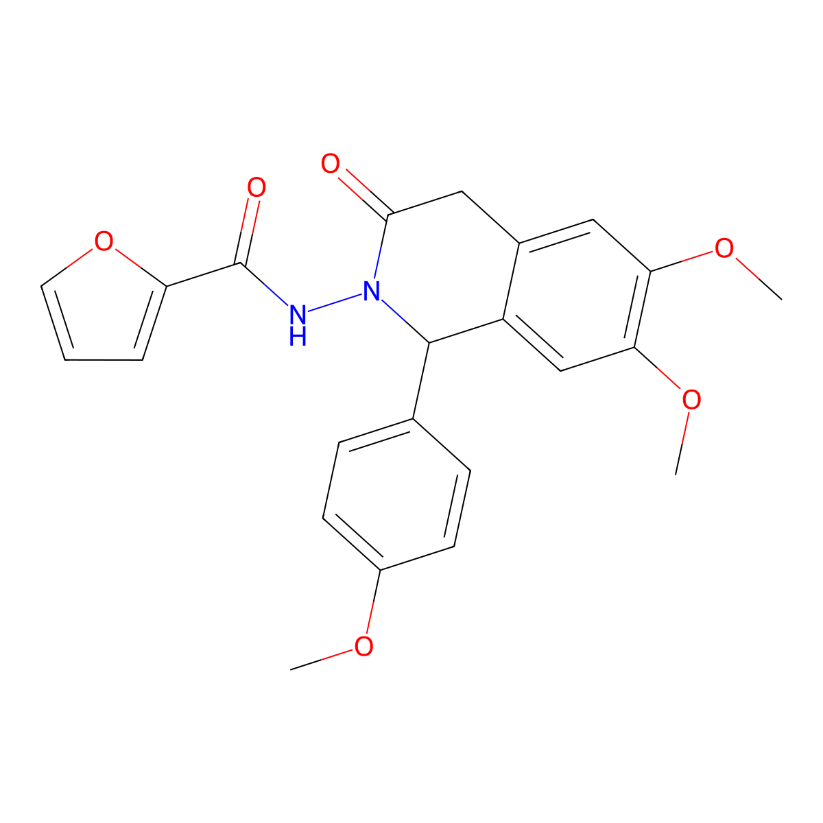 N-[6,7-dimethoxy-1-(4-methoxyphenyl)-3-oxo-3,4-dihydroisoquinolin-2(1H)-yl]furan-2-carboxamide molecular structure, CAS 575498-17-8
