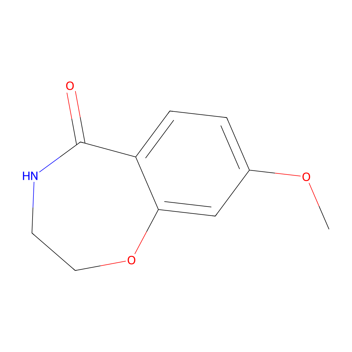 8-Methoxy-2,3,4,5-tetrahydro-1,4-benzoxazepin-5-one molecular structure, CAS 5755-00-0