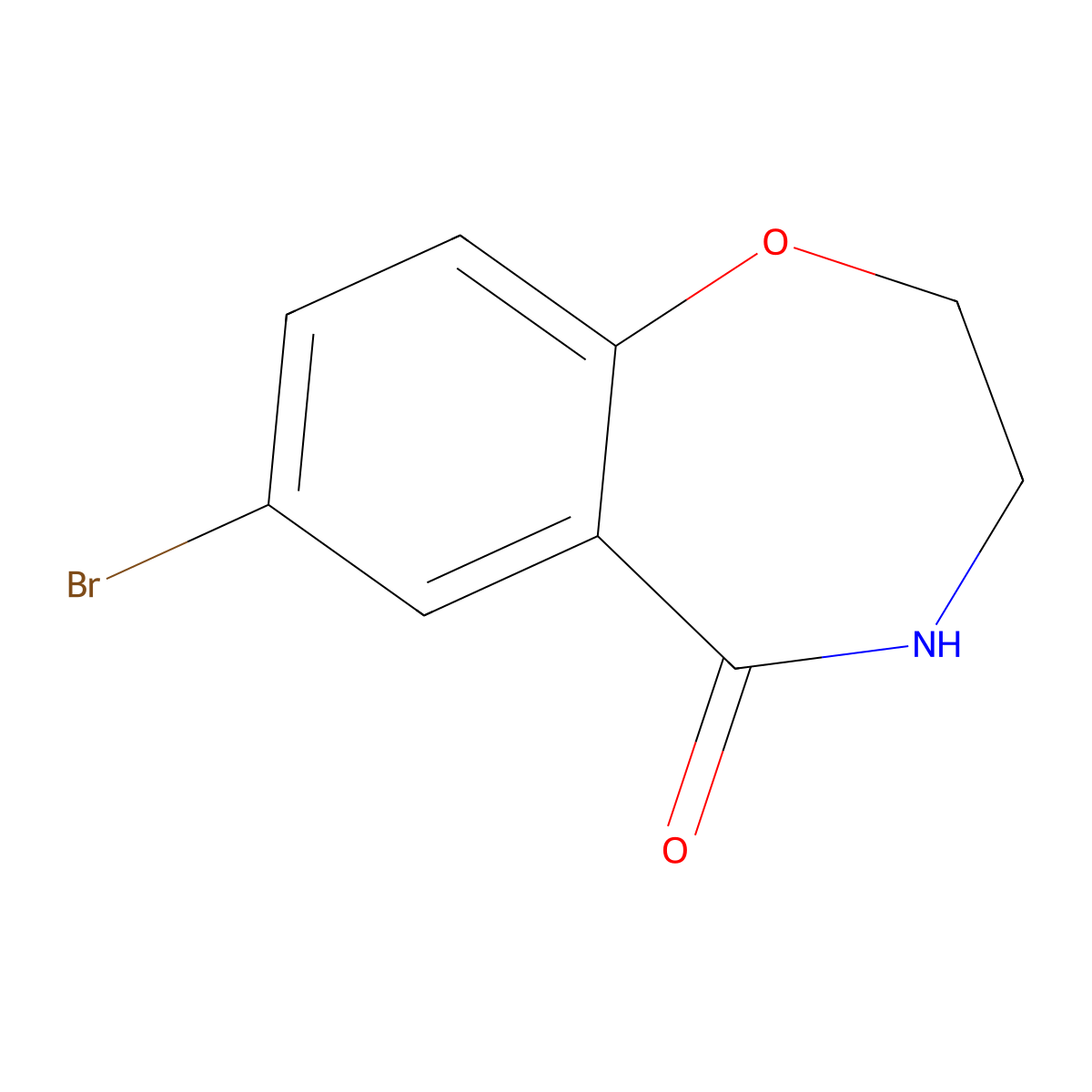 7-Bromo-2,3,4,5-tetrahydro-1,4-benzoxazepin-5-one molecular structure, CAS 5755-05-5