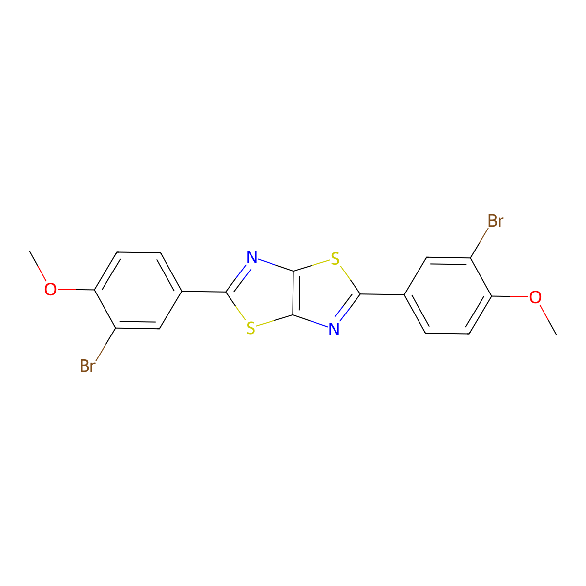 2,5-Bis(3-bromo-4-methoxyphenyl)-[1,3]thiazolo[5,4-d][1,3]thiazole molecular structure, CAS 5755-12-4