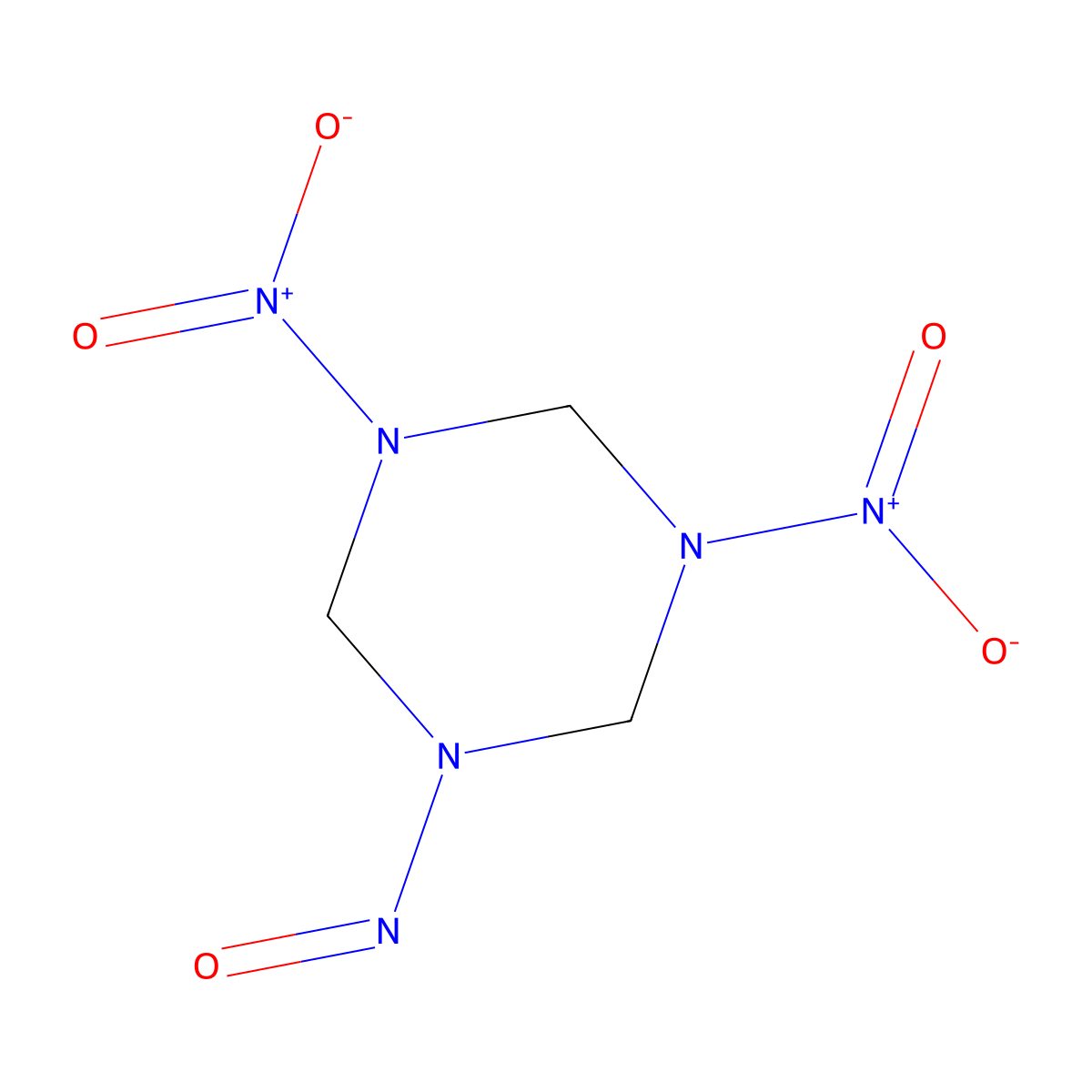 Hexahydro-1-nitroso-3,5-dinitro-1,3,5-triazine molecular structure, CAS 5755-27-1