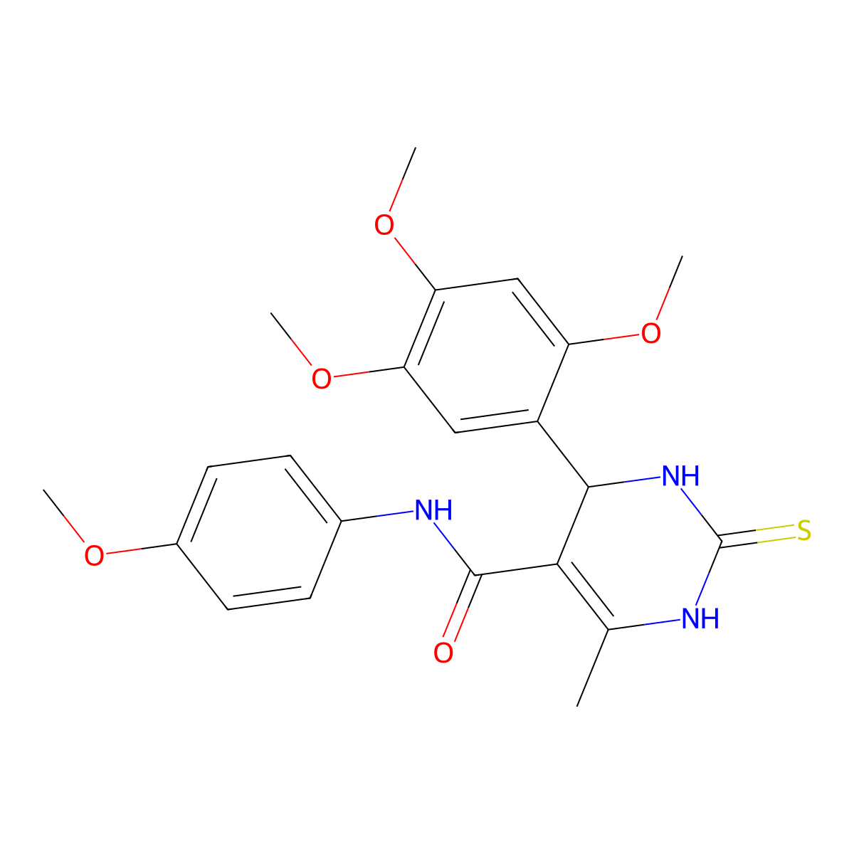 N-(4-Methoxyphenyl)-6-methyl-2-sulfanylidene-4-(2,4,5-trimethoxyphenyl)-1,2,3,4-tetrahydropyrimidine-5-carboxamide molecular structure, CAS 5755-62-4