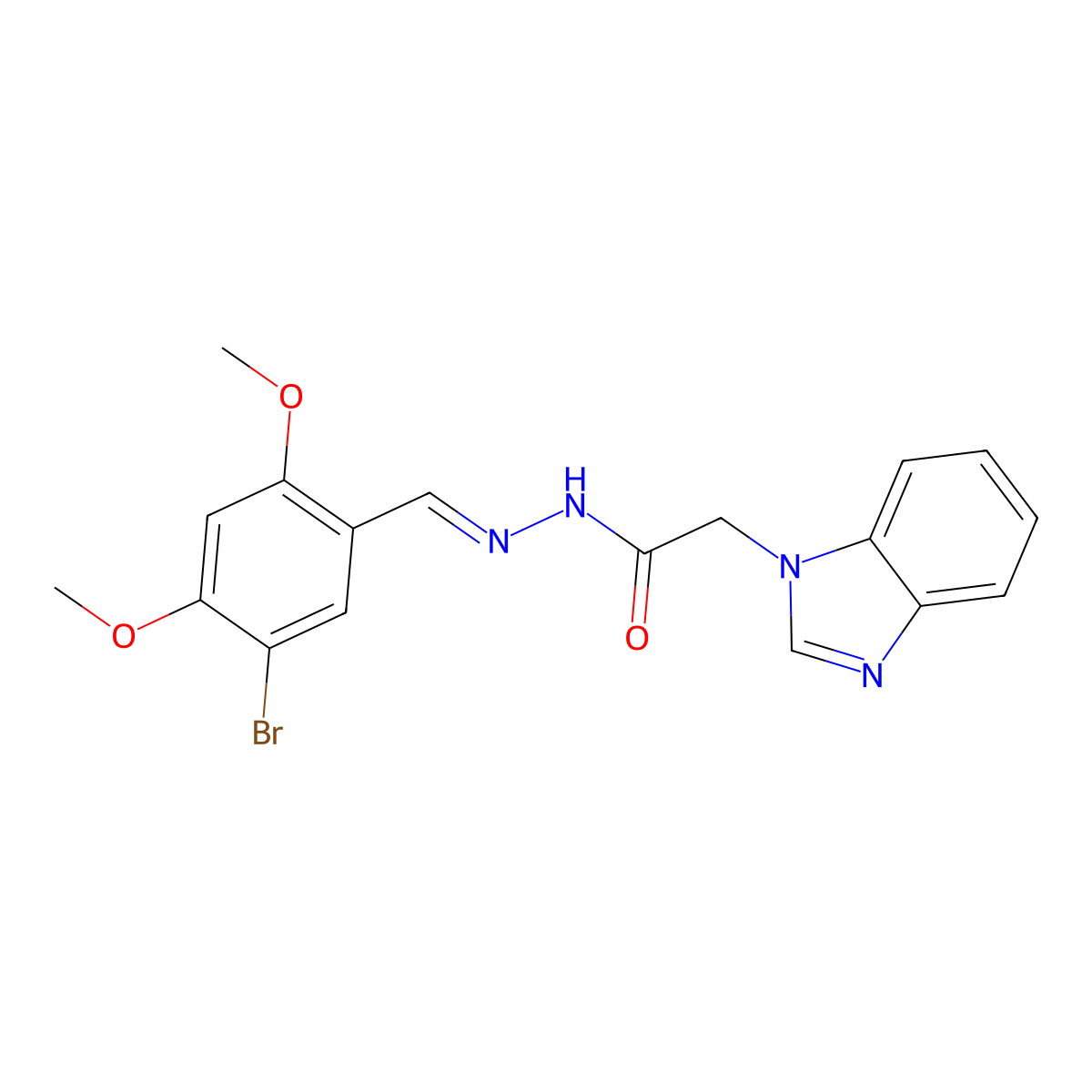 2-(1H-Benzimidazol-1-yl)-N-[(5-bromo-2,4-dimethoxyphenyl)methylidene]ethanehydrazonic acid molecular structure, CAS 5755-73-7