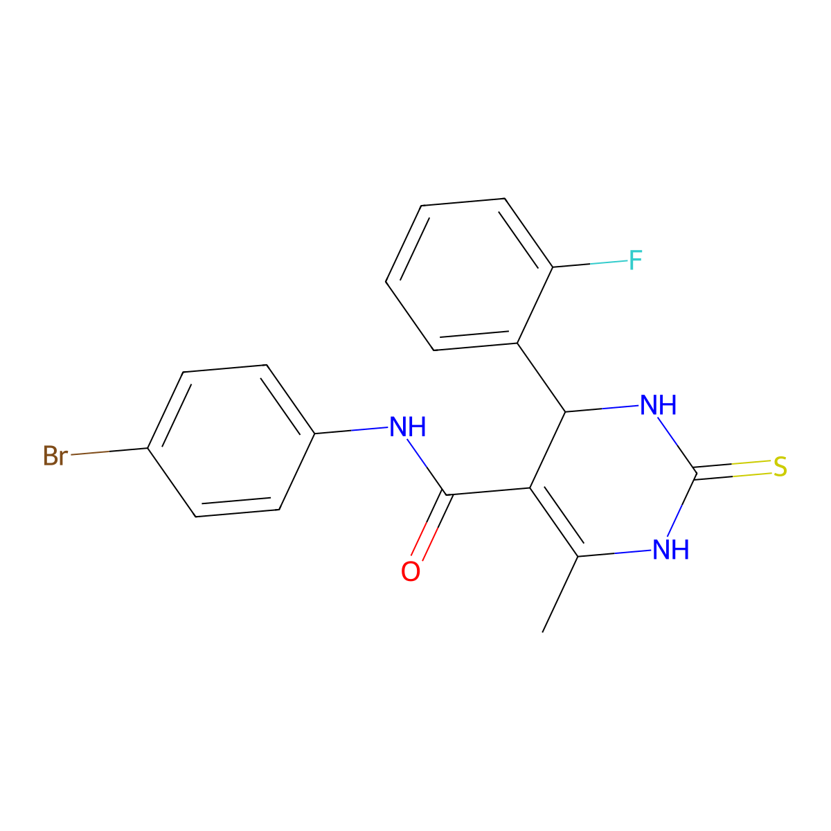 N-(4-bromophenyl)-4-(2-fluorophenyl)-6-methyl-2-sulfanylidene-3,4-dihydro-1H-pyrimidine-5-carboxamide molecular structure, CAS 5755-78-2