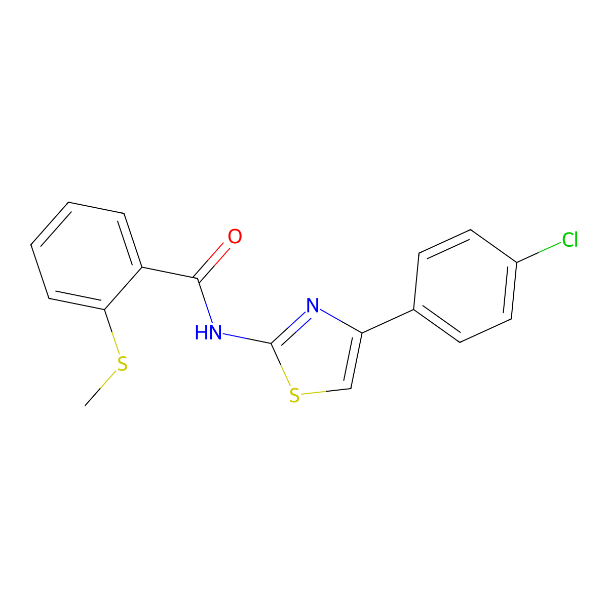 N-(4-(4-chlorophenyl)thiazol-2-yl)-2-(methylthio)benzamide molecular structure, CAS 575500-23-1