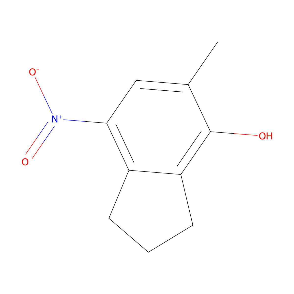 5-Methyl-7-nitro-2,3-dihydro-1H-inden-4-ol molecular structure, CAS 575504-26-6