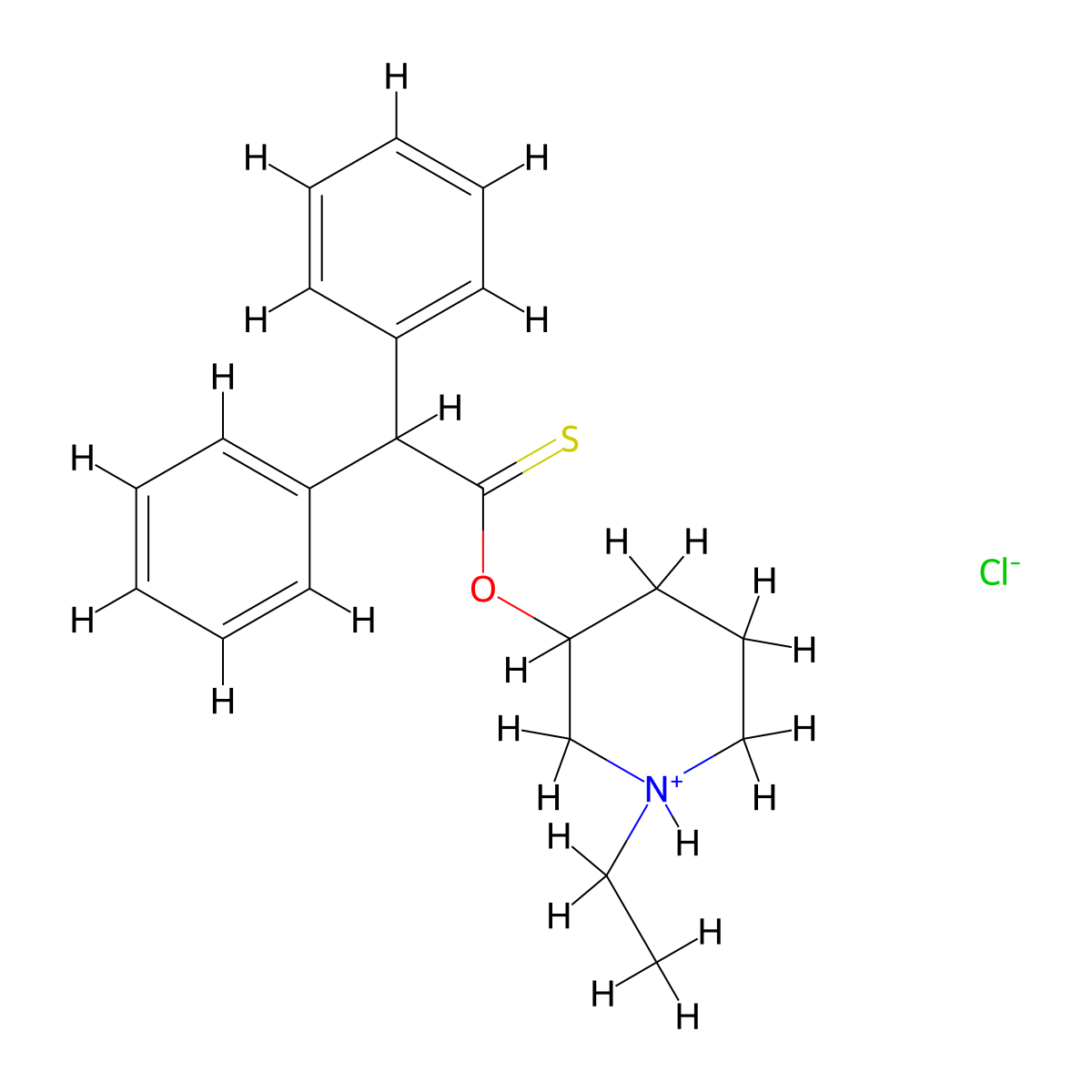 O-(1-Ethylpiperidin-3-yl) diphenylethanethioate--hydrogen chloride (1/1) molecular structure, CAS 57554-27-5