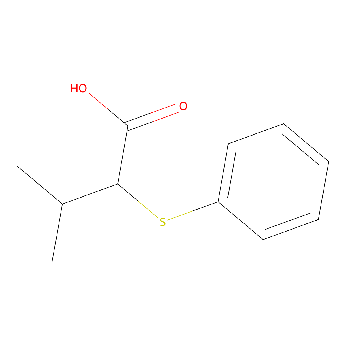 3-Methyl-2-(phenylsulfanyl)butanoic acid molecular structure, CAS 57557-60-5