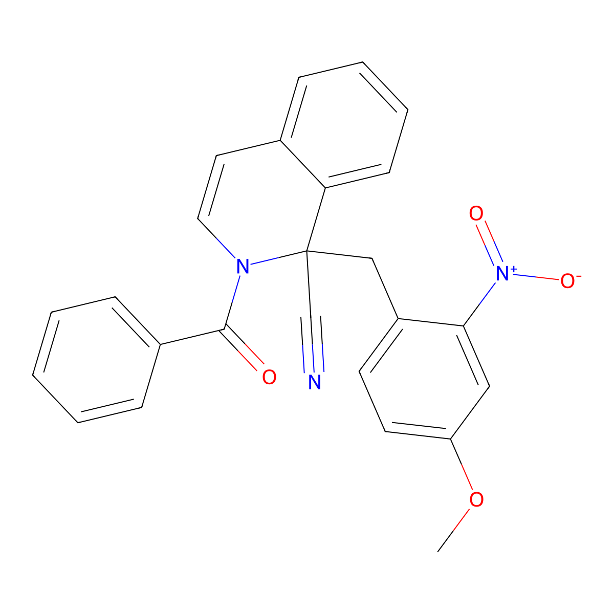 2-Benzoyl-1,2-dihydro-1-[(4-methoxy-2-nitrophenyl)methyl]-1-isoquinolinecarbonitrile molecular structure, CAS 57559-53-2