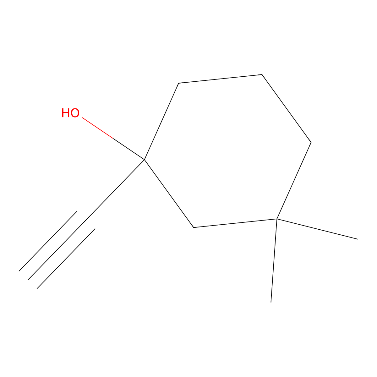 1-Ethynyl-3,3-dimethylcyclohexan-1-ol molecular structure, CAS 57559-98-5