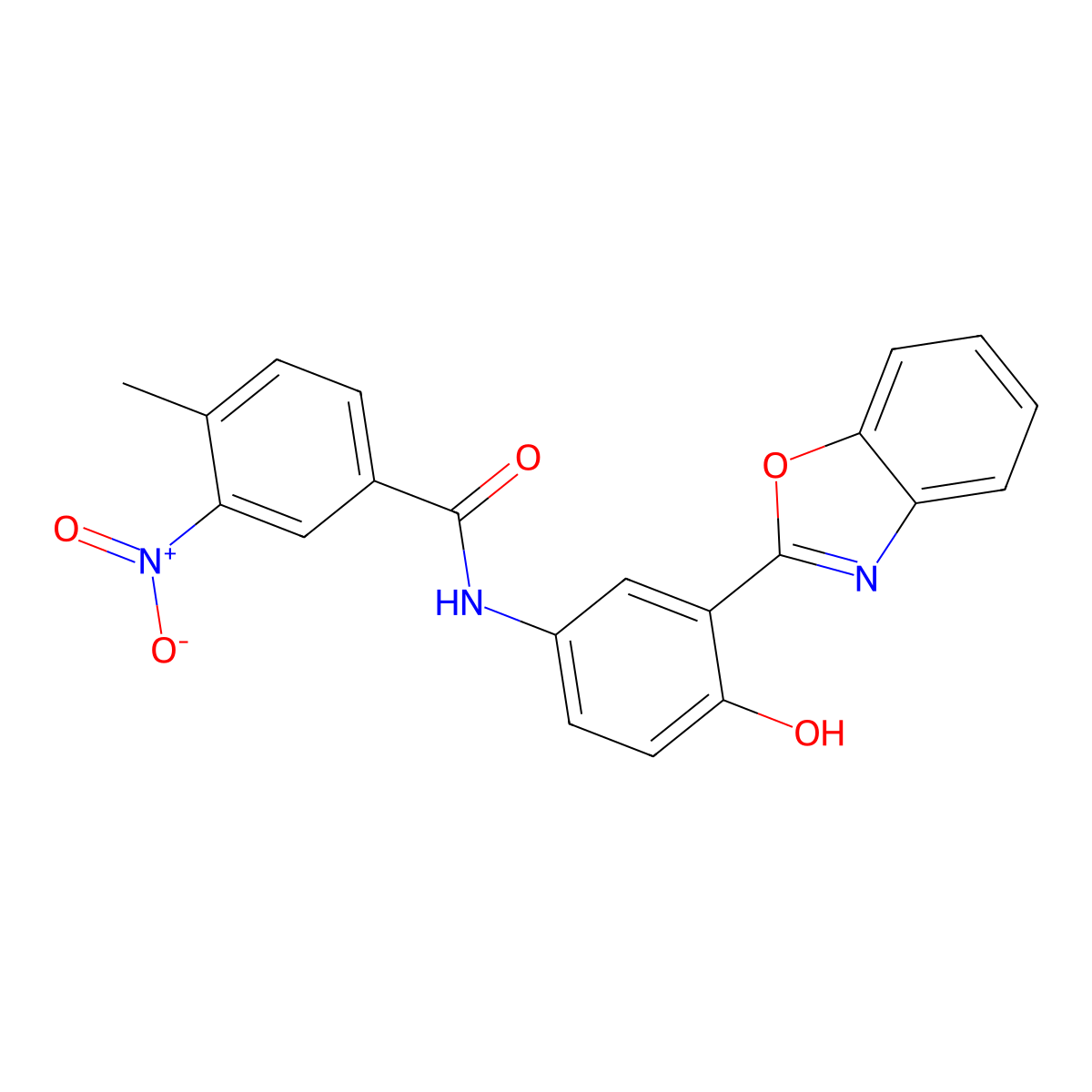 N-[3-(1,3-Benzoxazol-2-YL)-4-hydroxyphenyl]-4-methyl-3-nitrobenzamide molecular structure, CAS 5756-76-3