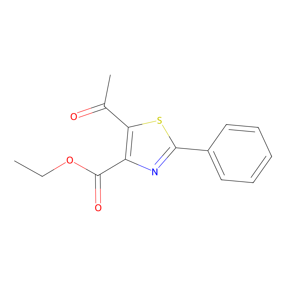 Ethyl 5-acetyl-2-phenylthiazole-4-carboxylate molecular structure, CAS 57560-93-7