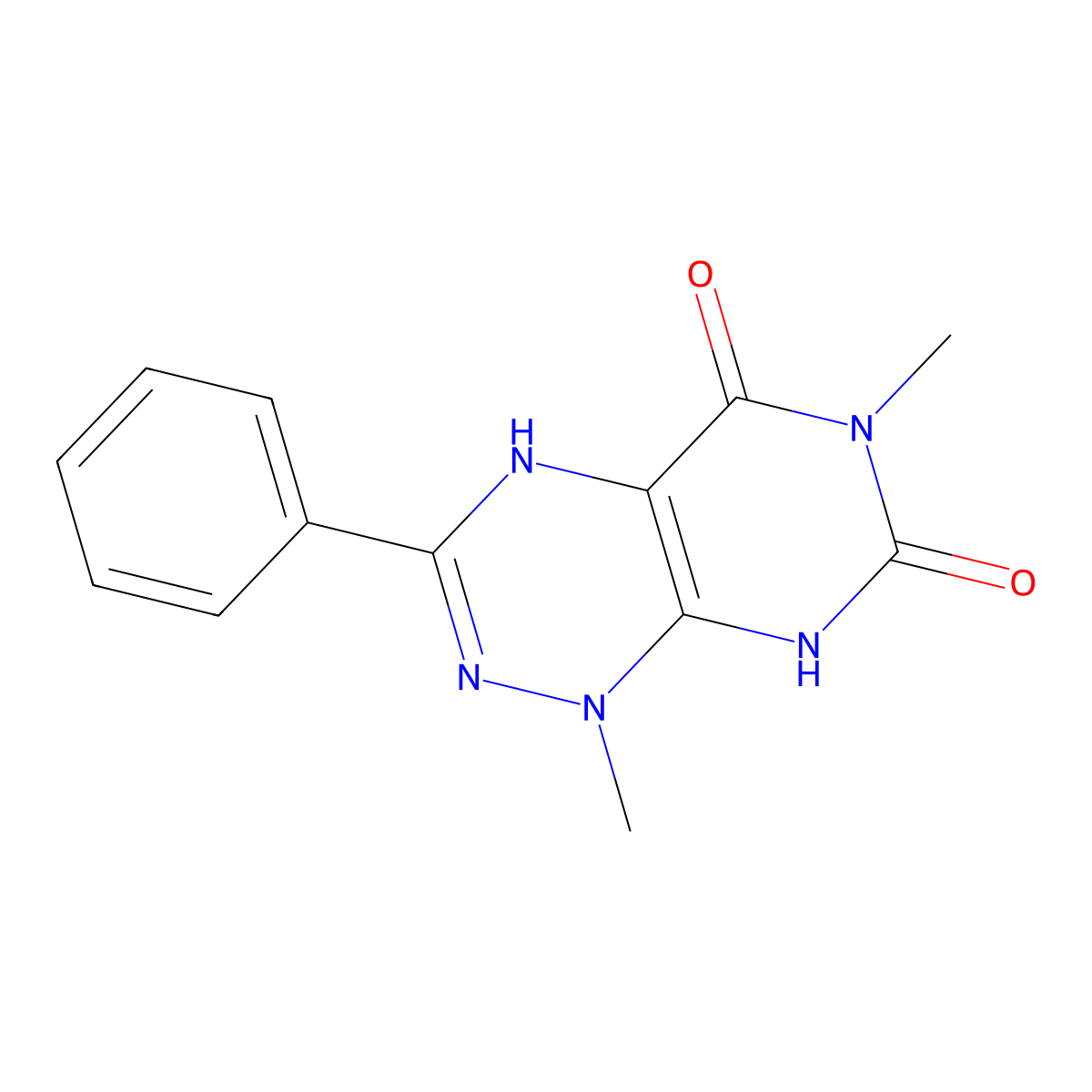 1,6-dimethyl-3-phenyl-6,8-dihydro-4H-pyrimidino[5,4-e]1,2,4-triazine-5,7-dione molecular structure, CAS 57562-70-6