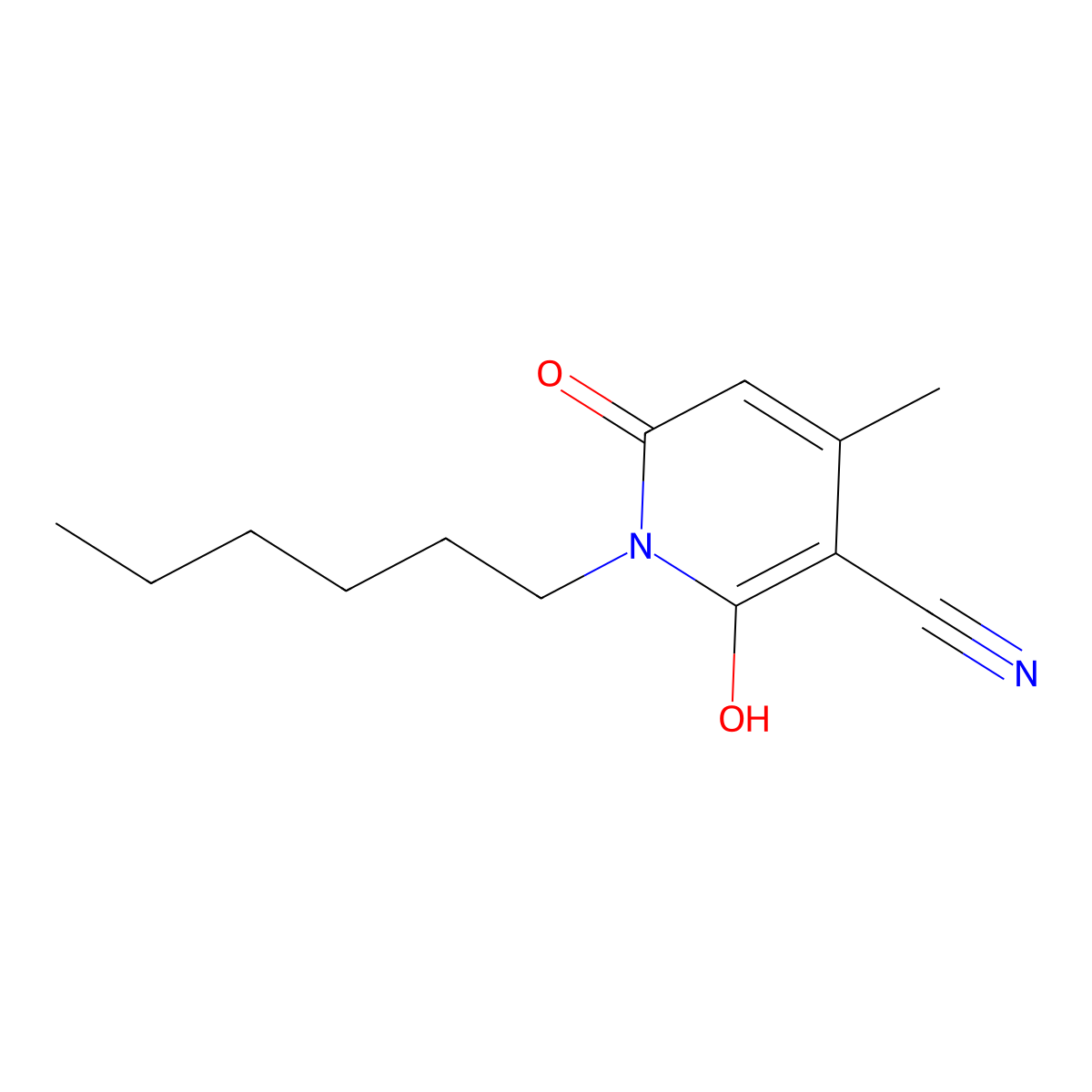 1-Hexyl-1,2-dihydro-6-hydroxy-4-methyl-2-oxonicotinonitrile molecular structure, CAS 57564-18-8