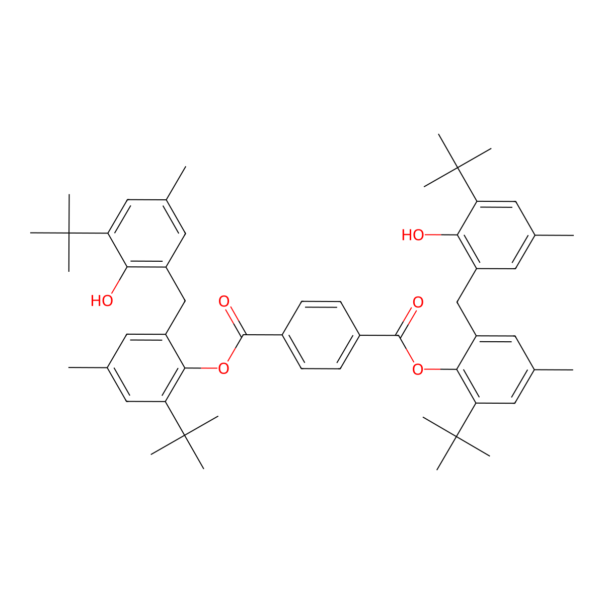 Bis[2-(1,1-dimethylethyl)-6-[[3-(1,1-dimethylethyl)-2-hydroxy-5-methylphenyl]methyl]-4-methylphenyl] terephthalate molecular structure, CAS 57569-40-1