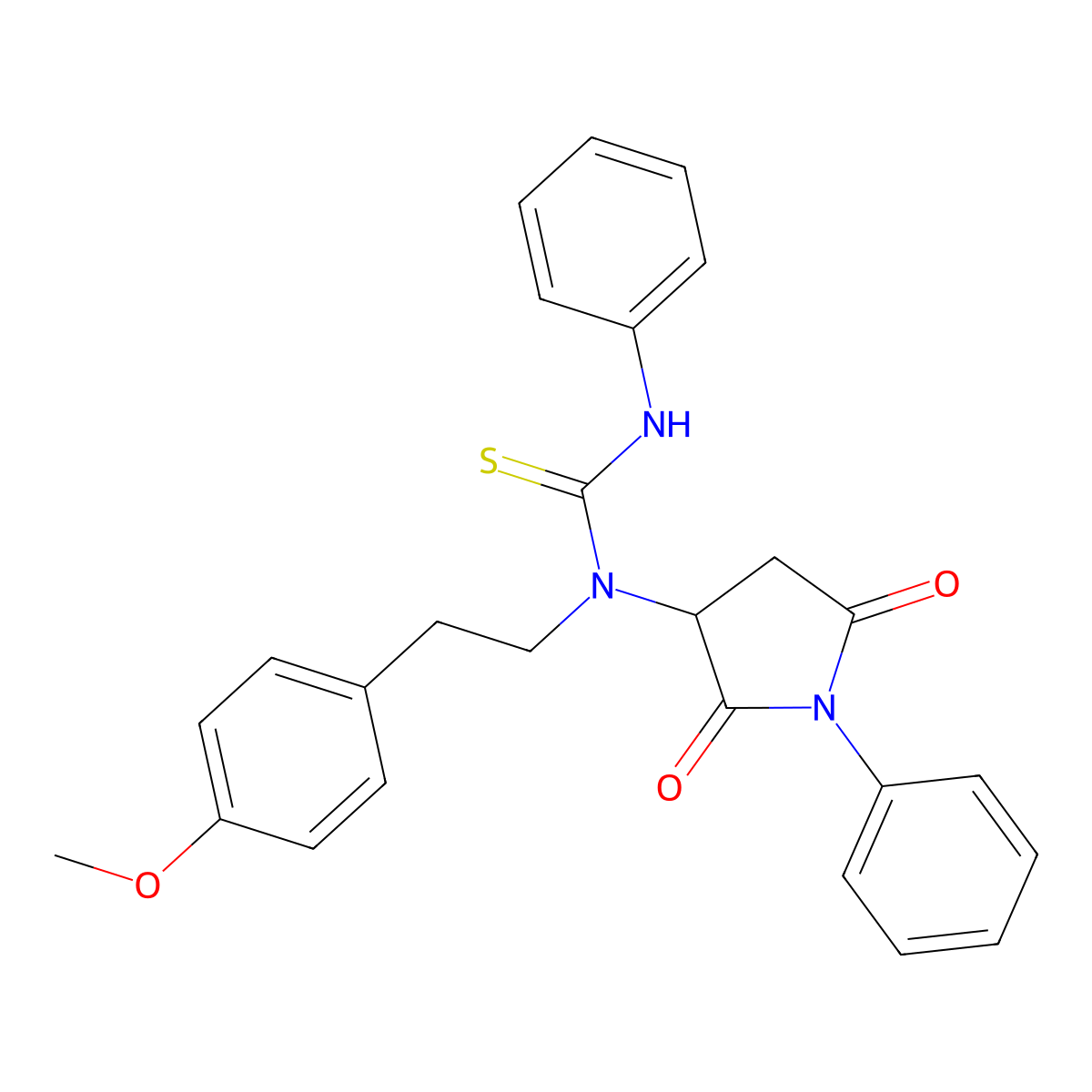 1-(2,5-Dioxo-1-phenylpyrrolidin-3-yl)-1-[2-(4-methoxyphenyl)ethyl]-3-phenylthiourea molecular structure, CAS 5757-23-3
