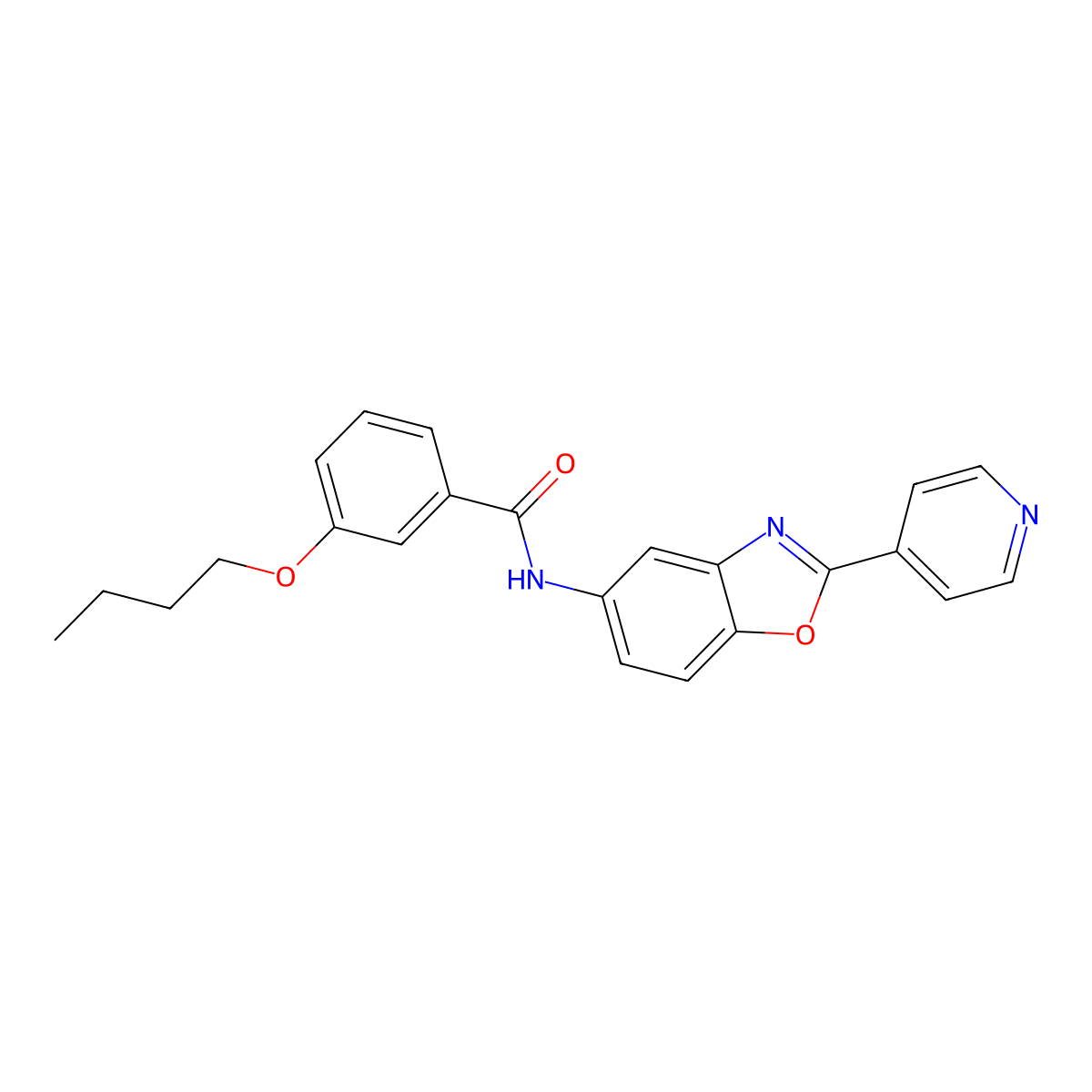 3-butoxy-N-(2-pyridin-4-yl-1,3-benzoxazol-5-yl)benzamide molecular structure, CAS 5757-27-7