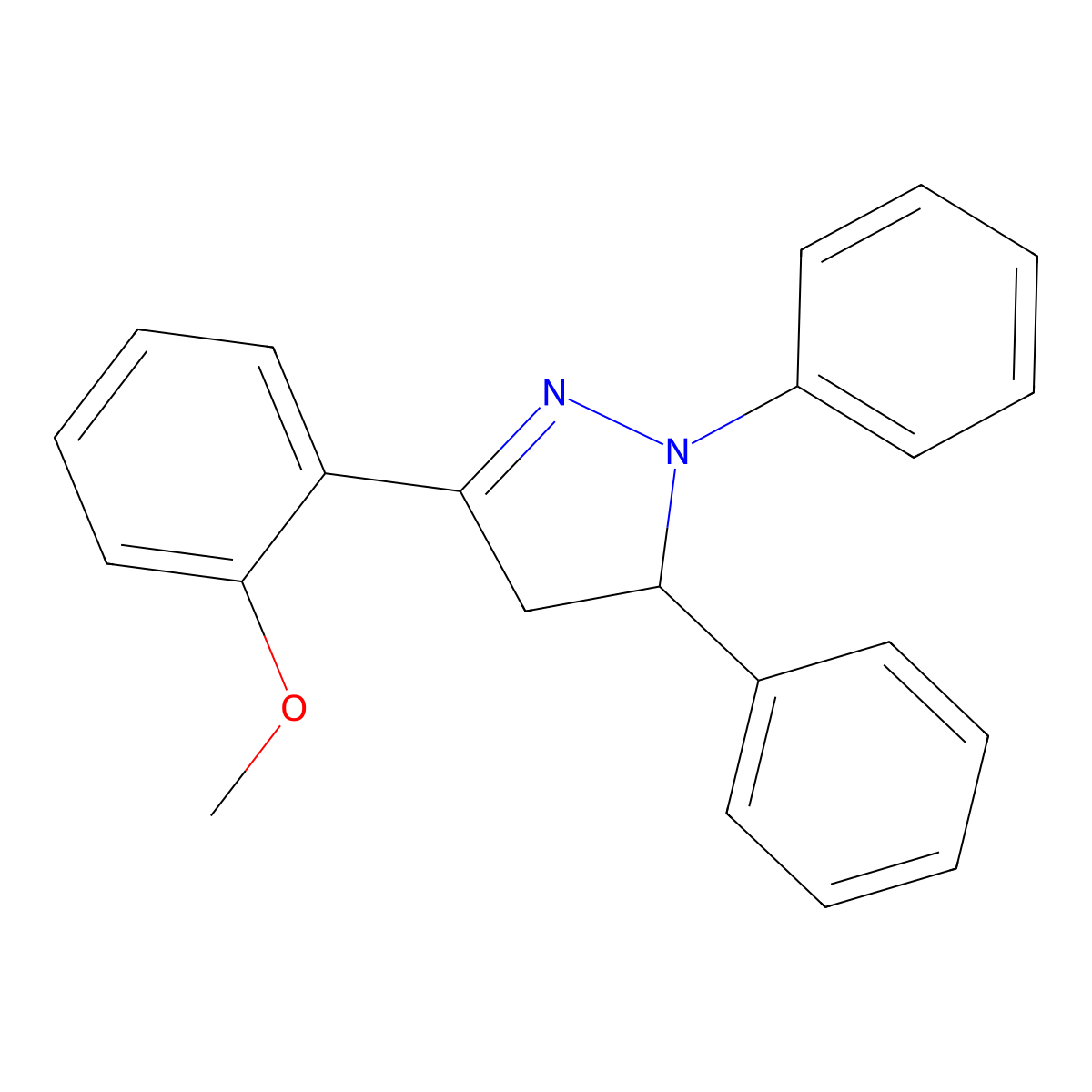 3-(2-Methoxyphenyl)-1,5-diphenyl-4,5-dihydro-1H-pyrazole molecular structure, CAS 5757-28-8