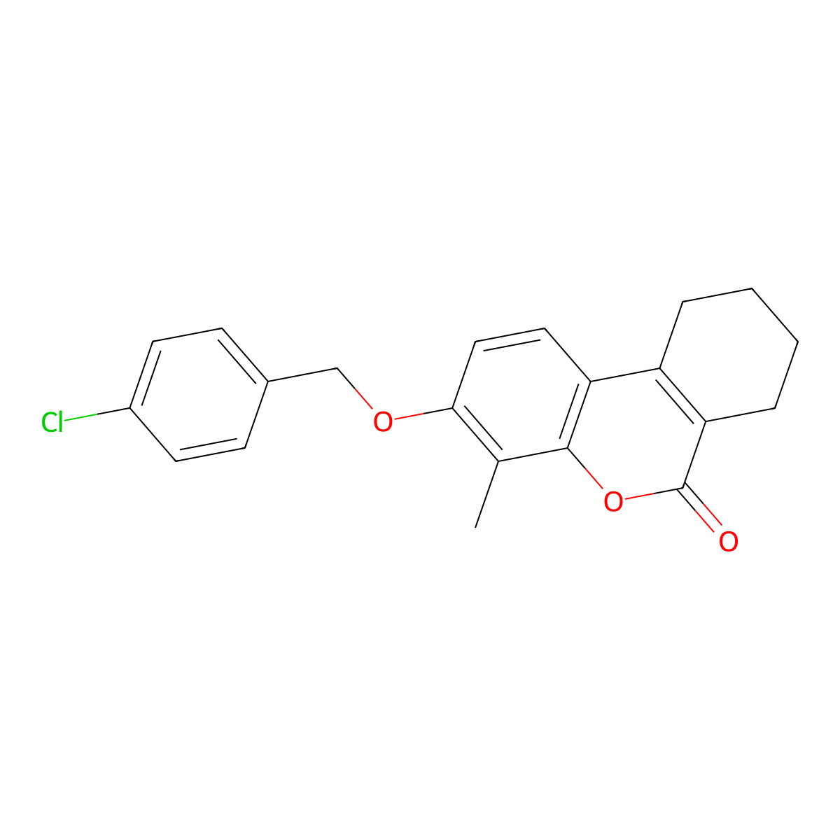 3-[(4-Chlorophenyl)methoxy]-4-methyl-7,8,9,10-tetrahydrobenzo[c]chromen-6-one molecular structure, CAS 5757-39-1