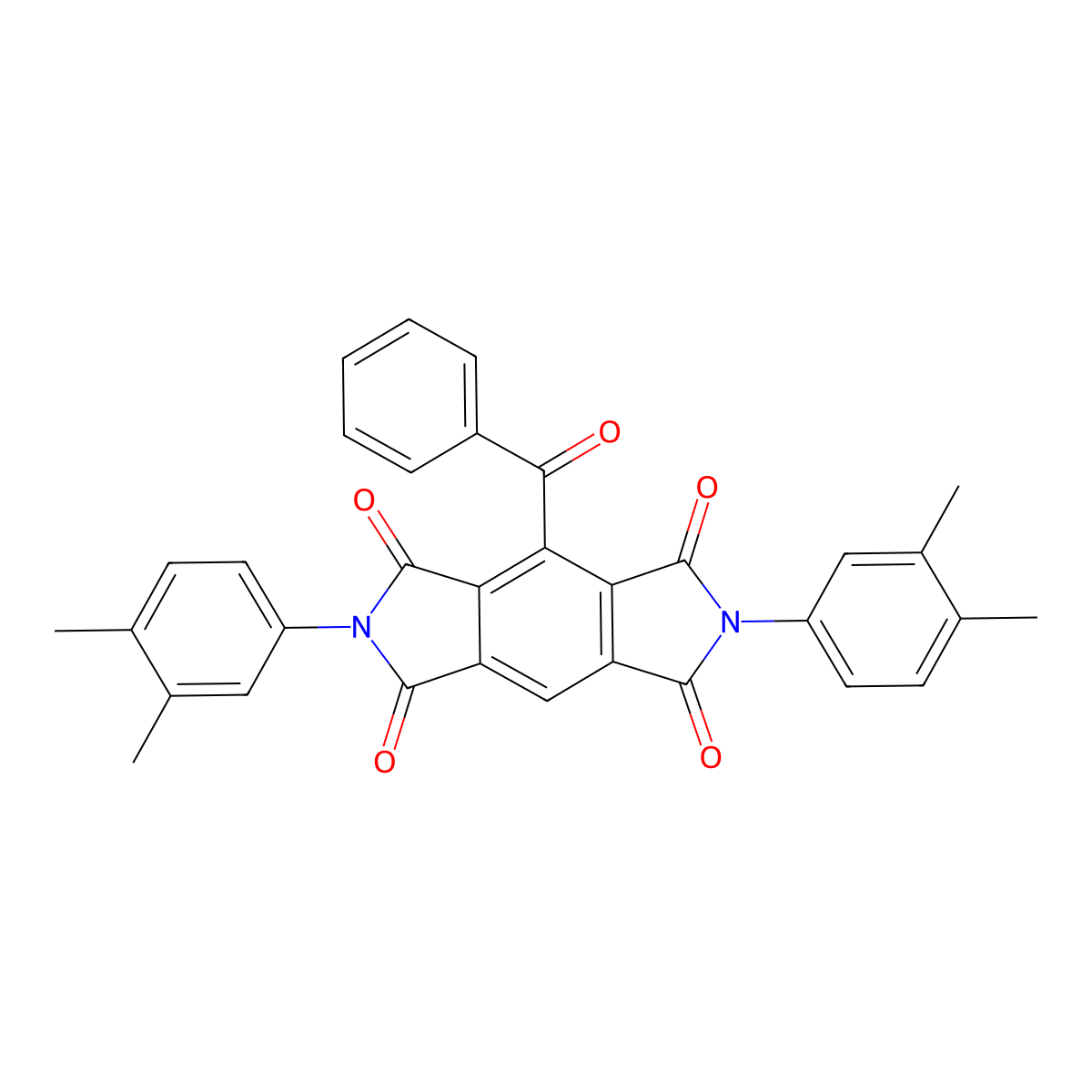 2,6-bis(3,4-dimethylphenyl)-4-(phenylcarbonyl)pyrrolo[3,4-f]isoindole-1,3,5,7(2H,6H)-tetrone molecular structure, CAS 5757-60-8