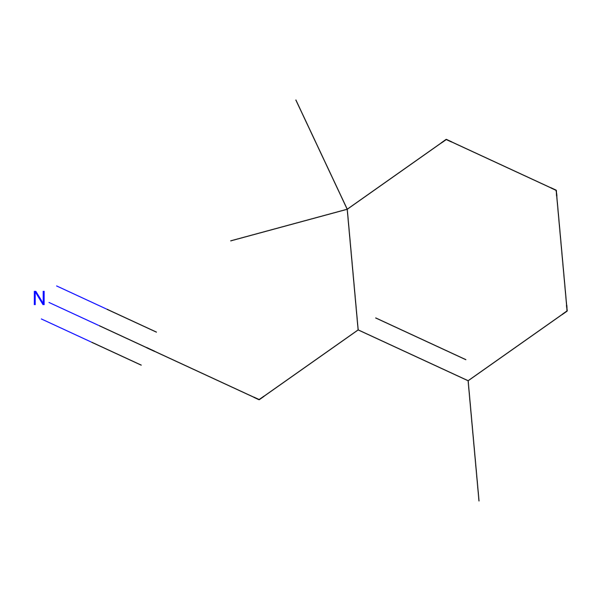 2,6,6-Trimethyl-1-cyclohexene-1-acetonitrile molecular structure, CAS 57576-15-5