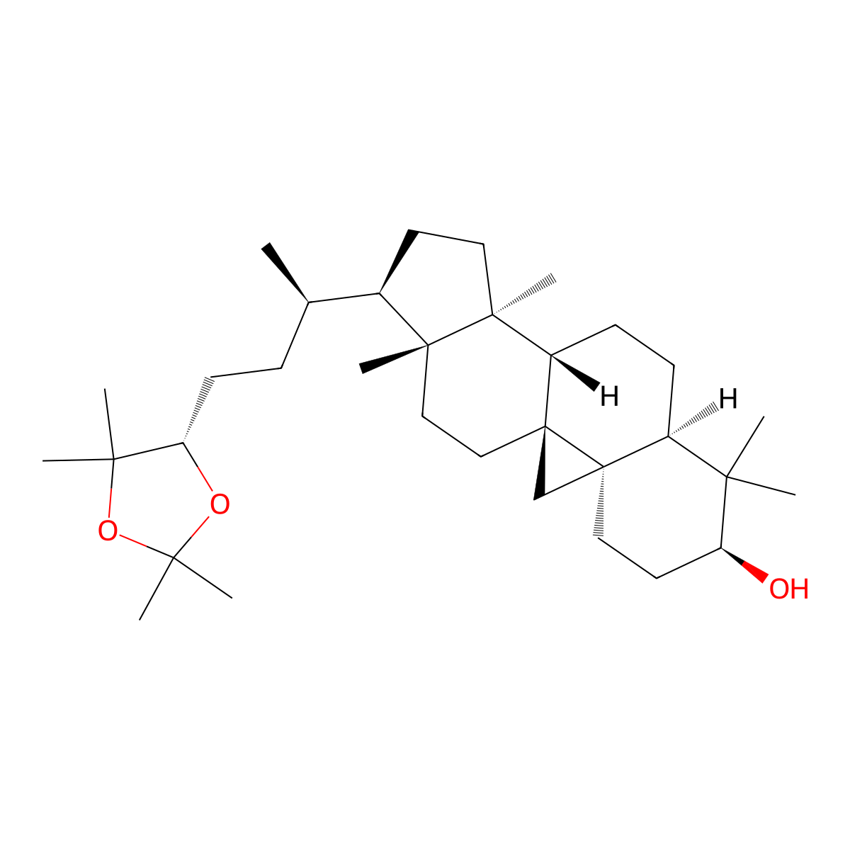 (24S)-Cycloartane-3,24,25-triol 24,25-acetonide molecular structure, CAS 57576-31-5