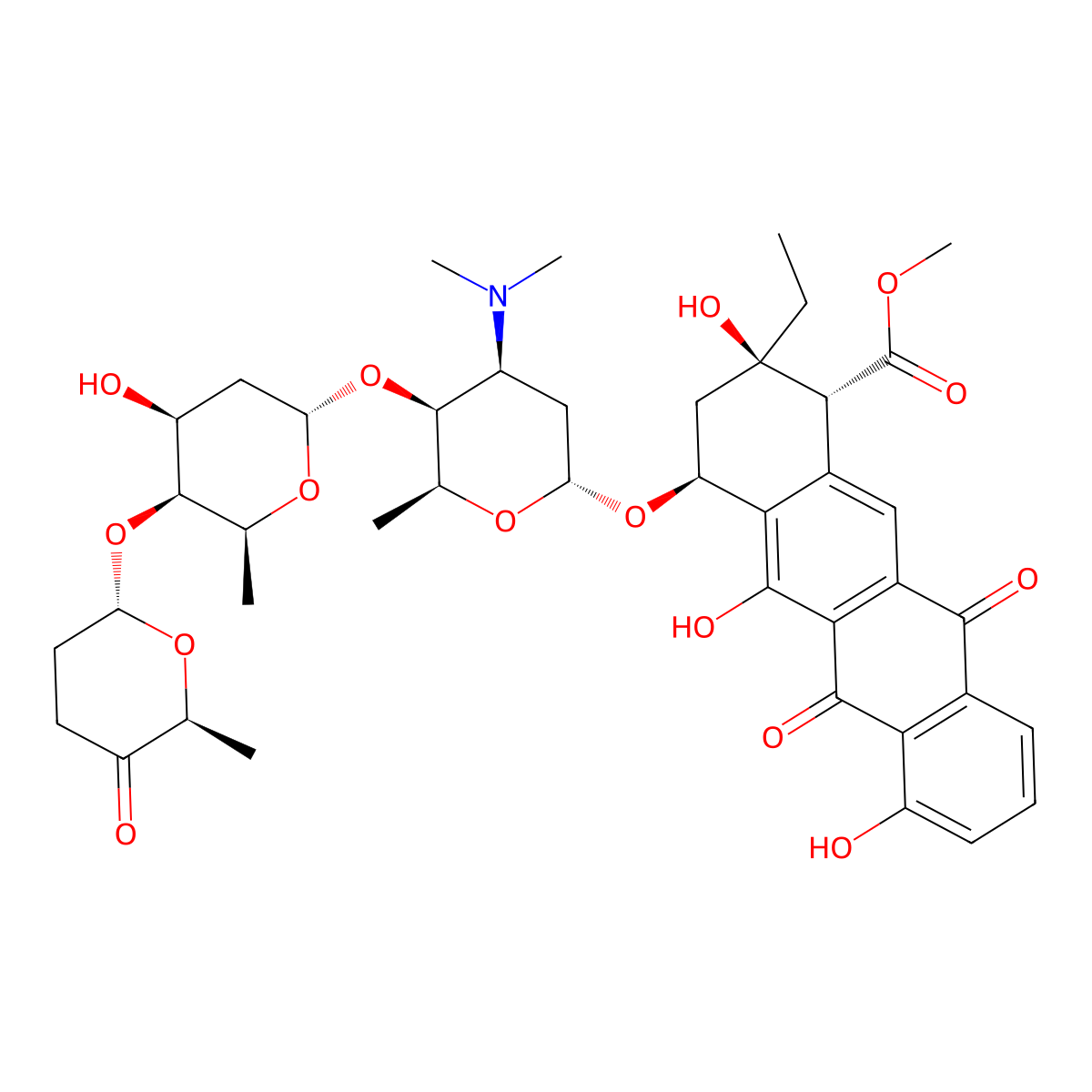Aclarubicin molecular structure, CAS 57576-44-0