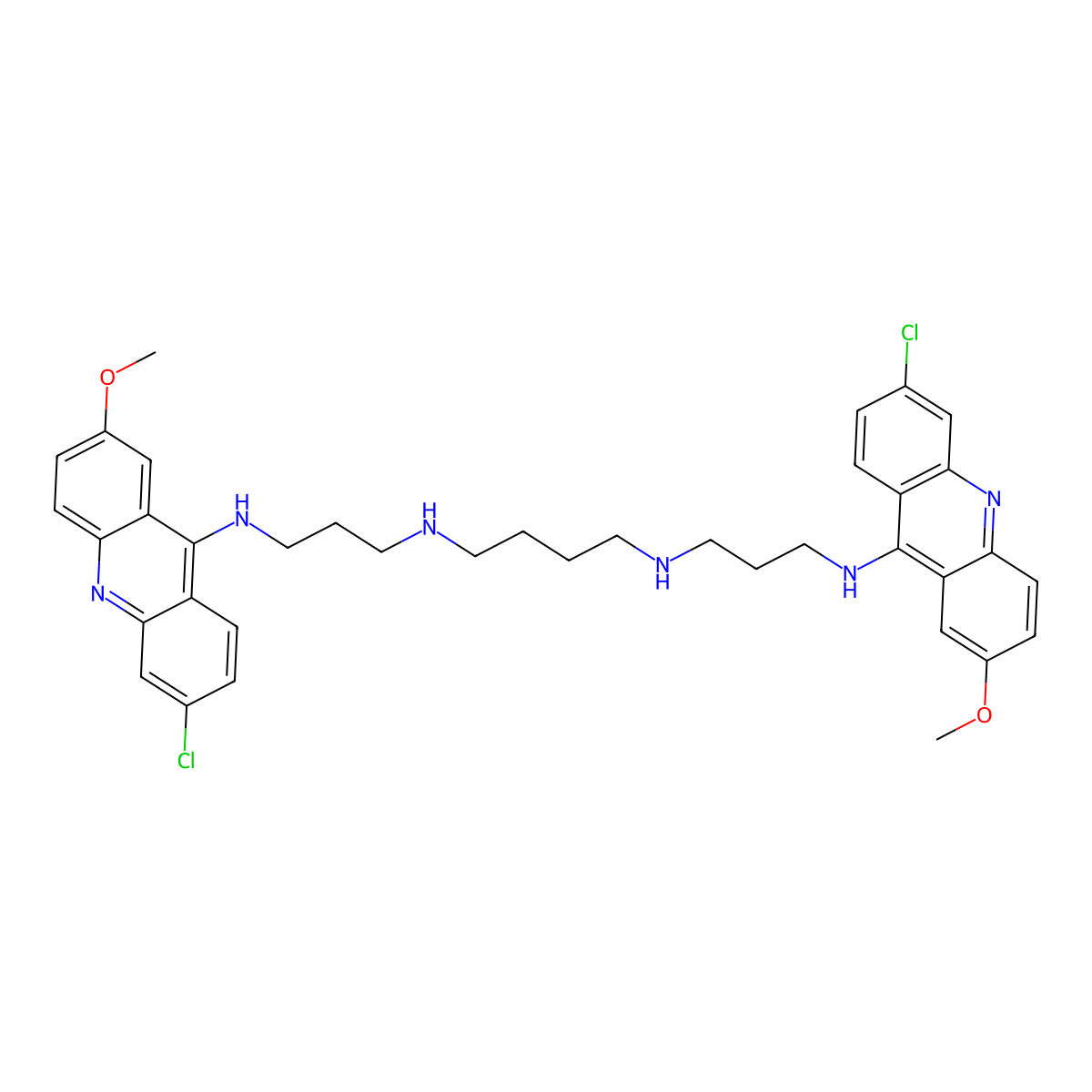 Bis-N,N'''(6-chloro-2-methoxyacridin-9-yl)spermine molecular structure, CAS 57576-49-5