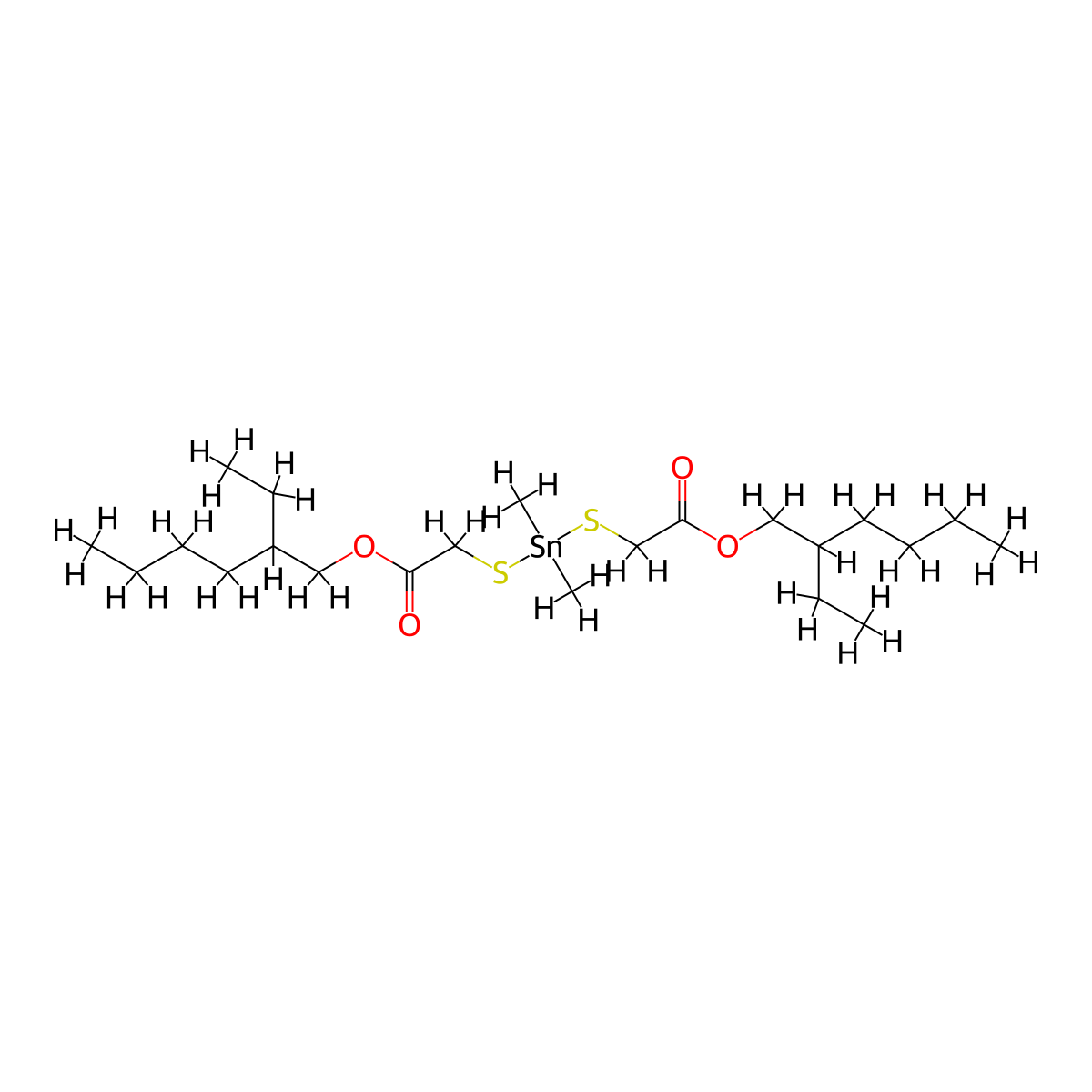 2-Ethylhexyl 10-ethyl-4,4-dimethyl-7-oxo-8-oxa-3,5-dithia-4-stannatetradecanoate molecular structure, CAS 57583-35-4