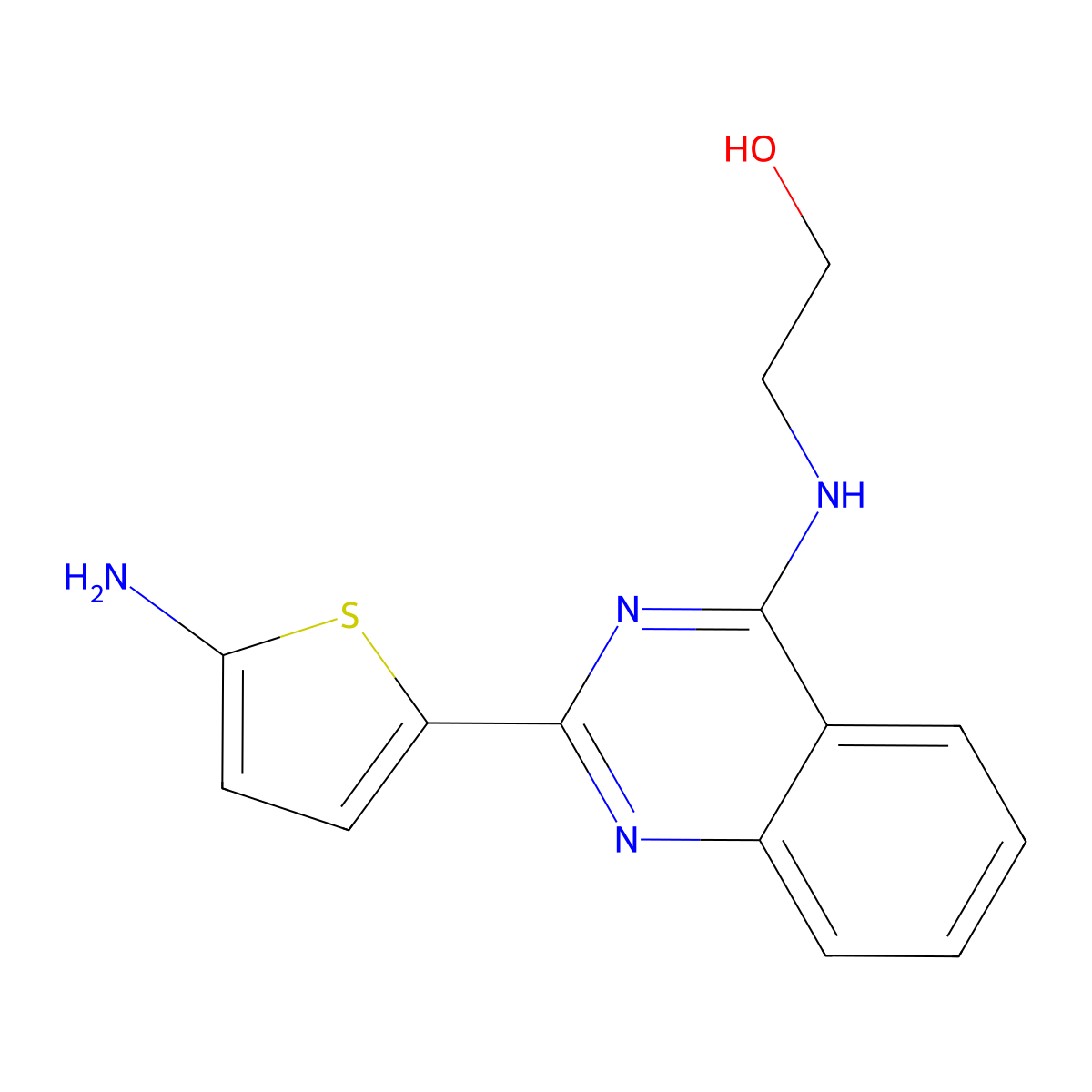 Ethanol, 2-((2-(5-amino-2-thienyl)-4-quinazolinyl)amino)- molecular structure, CAS 57584-56-2