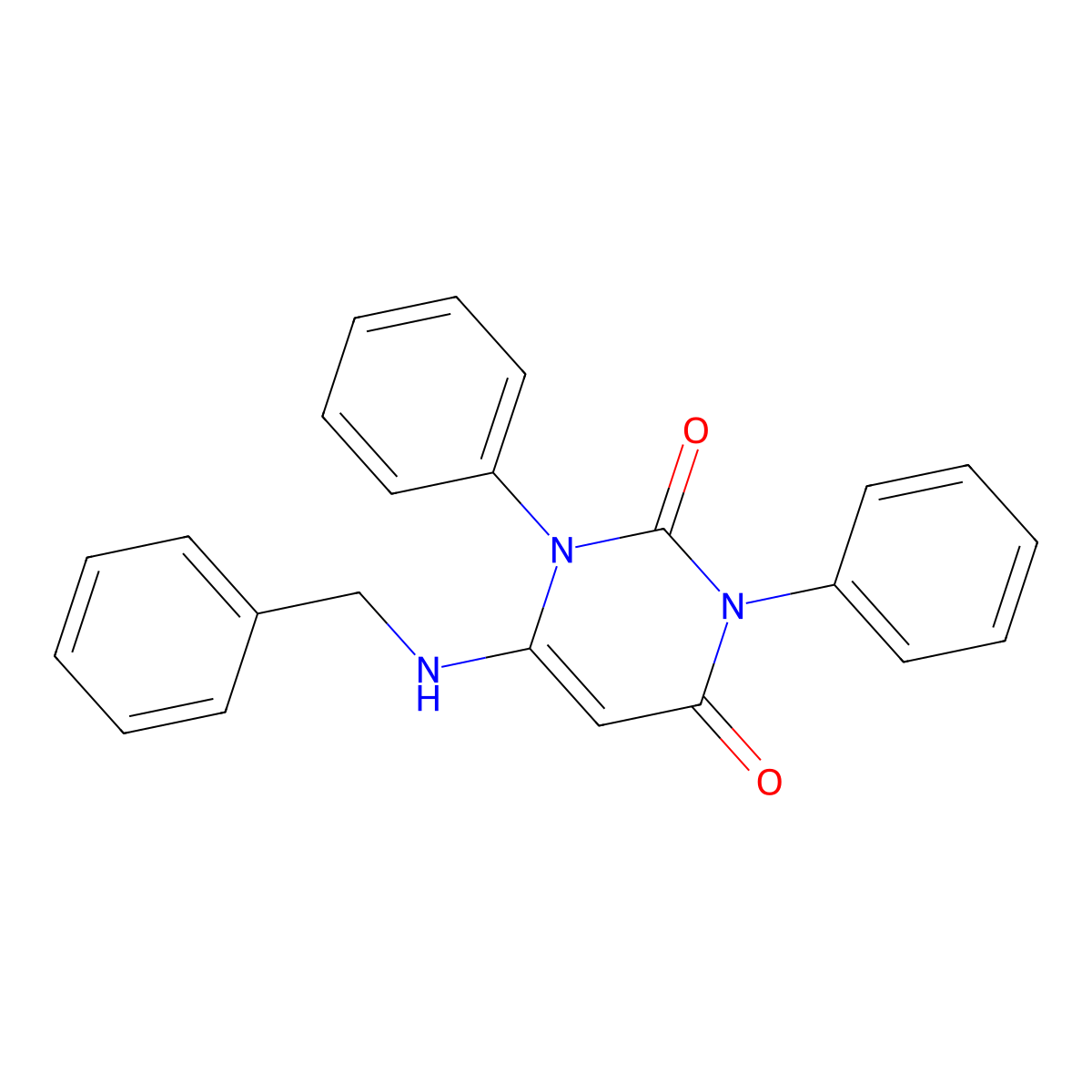 6-(Benzylamino)-1,3-diphenylpyrimidine-2,4-dione molecular structure, CAS 5759-66-0
