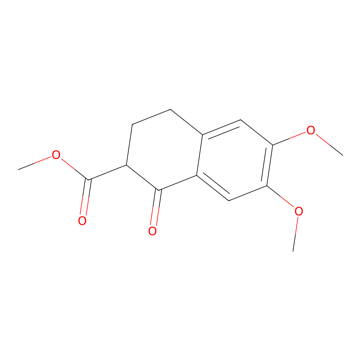 6,7-Dimethoxy-1-oxo-1,2,3,4-tetrahydro-2-naphthoic acid methyl ester molecular structure, CAS 57595-95-6