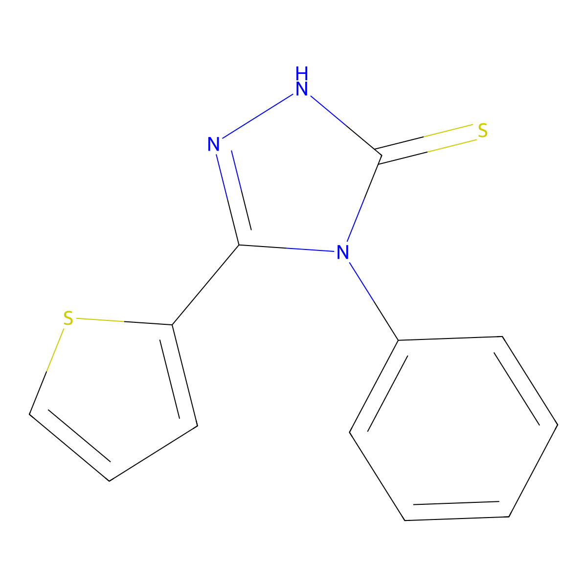 4-Phenyl-5-(thiophen-2-yl)-2,4-dihydro-3H-1,2,4-triazole-3-thione molecular structure, CAS 57600-04-1
