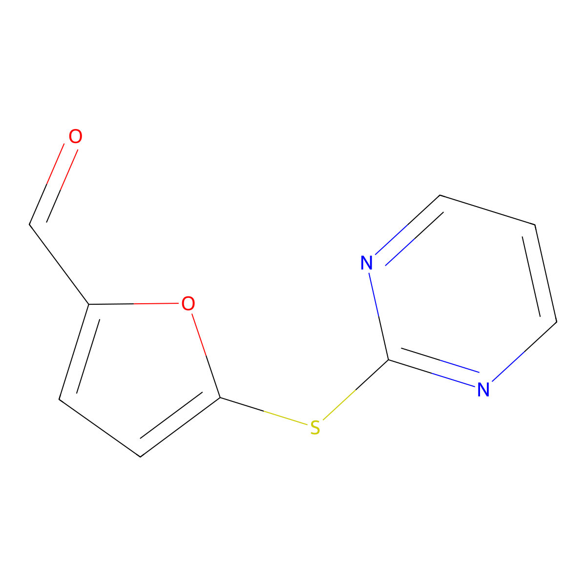 5-(2-Pyrimidinylthio)-2-furaldehyde molecular structure, CAS 57603-82-4