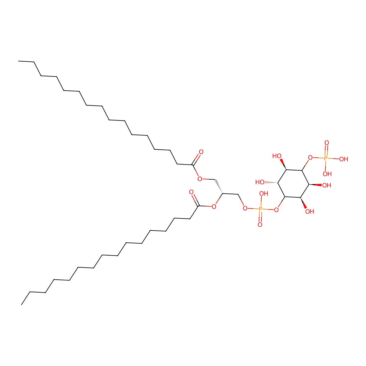 1,2-dihexadecanoyl-sn-glycero-3-phospho-(1D-myo-inositol-4-phosphate) molecular structure, CAS 57606-15-2